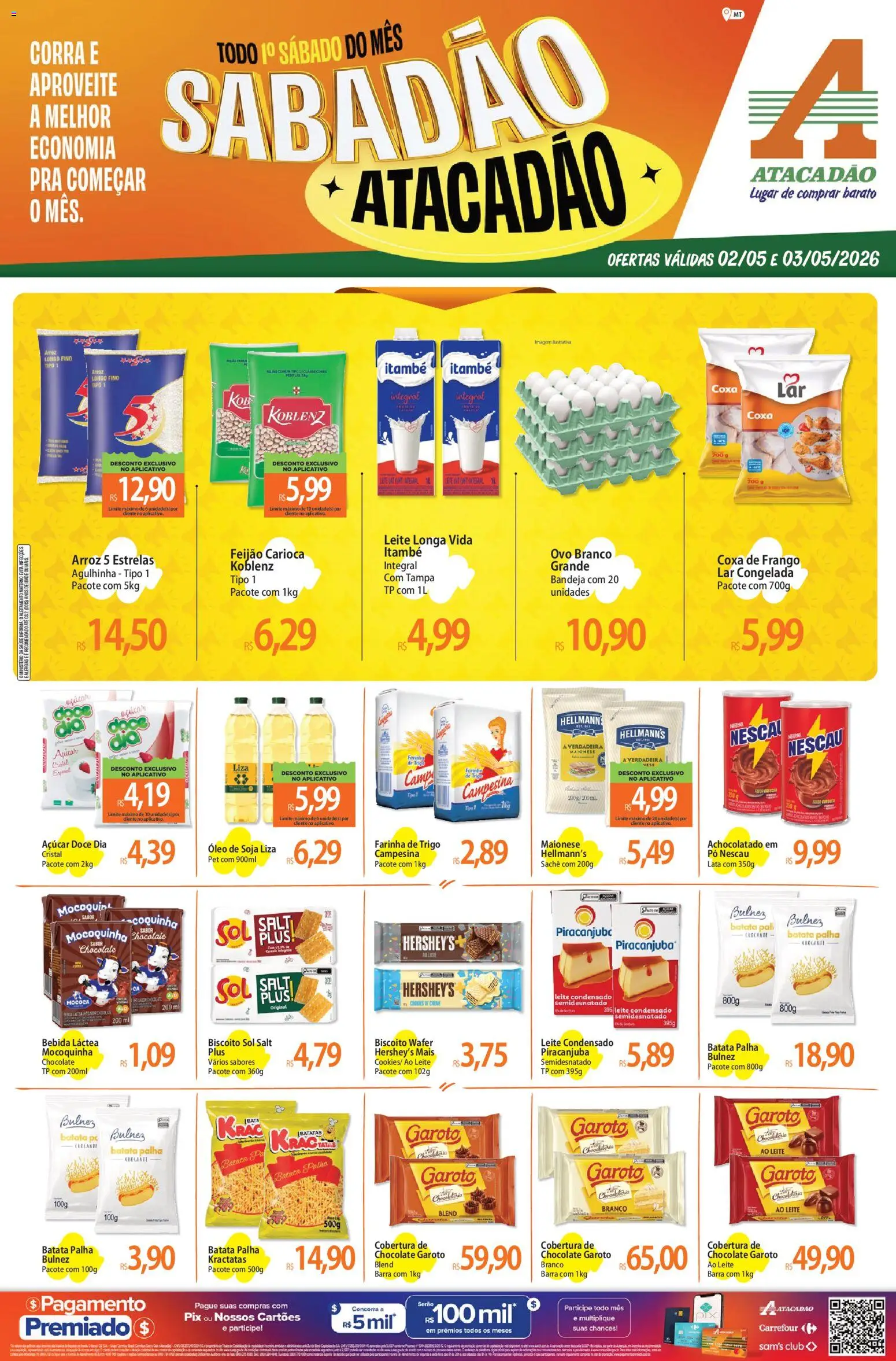 Pré-Visualização do folheto "Atacadão ofertas - MT" da loja Atacadão válido a partir de 02/05/2026 - Pá, Leite condensado, Óleo, Batata, Frango, Maionese, Farinha, Achocolatado