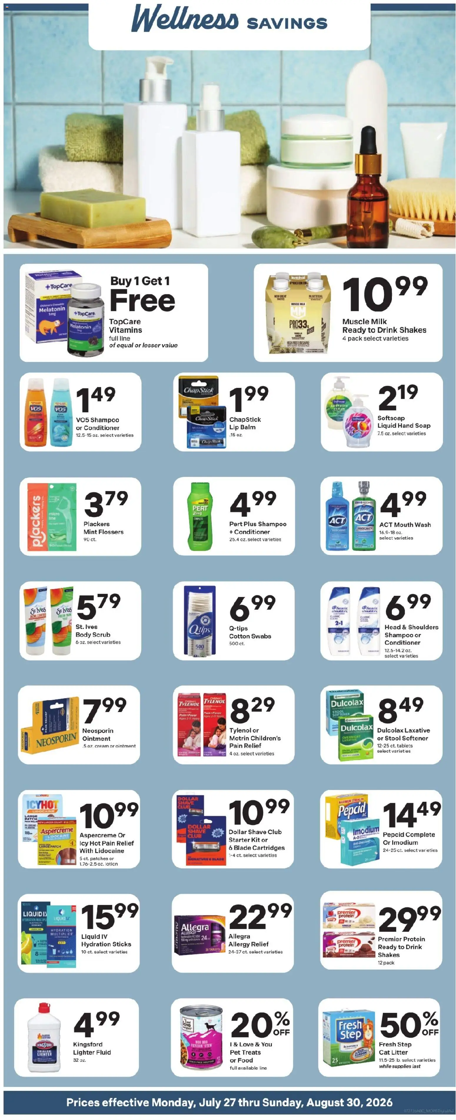Ad Preview of Coborn's Coborn's Wellness Essentials from 07/27/2026 - Milk, Protein, Soap, Shampoo, Lighter, Lip balm, Starter, Head & Shoulders