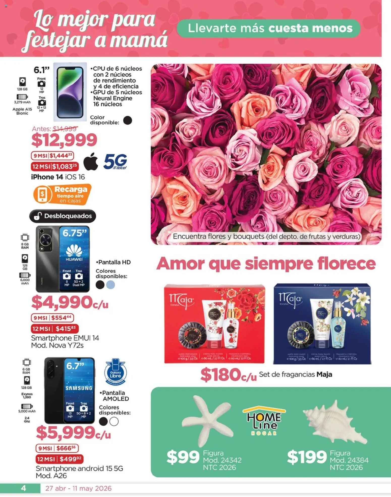 Vista previa las ofertas de la tienda Chedraui - Chedraui folleto Mejor para festejar a mamá desde el 27/04/2026 - Flores, Verduras, Smartphone