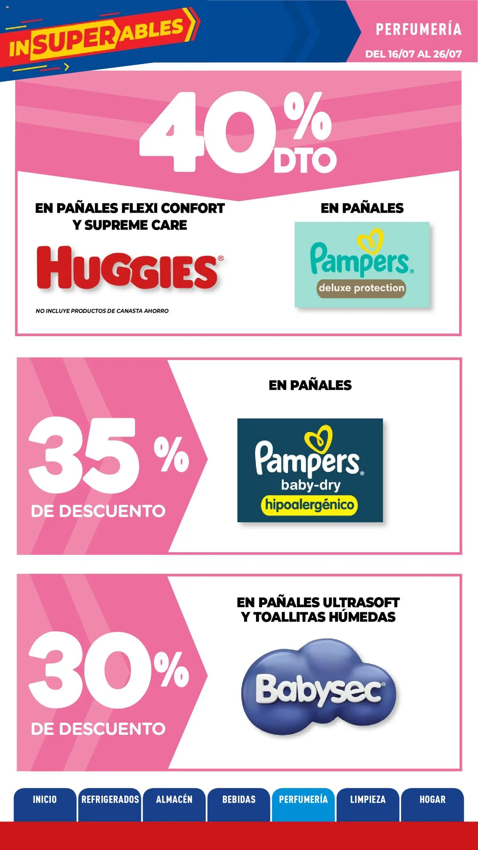 Vista previa del folleto de la tienda La Anonima válido desde el 16/07/2026 - Bebidas, Pañales, Toallitas húmedas, Canasta
