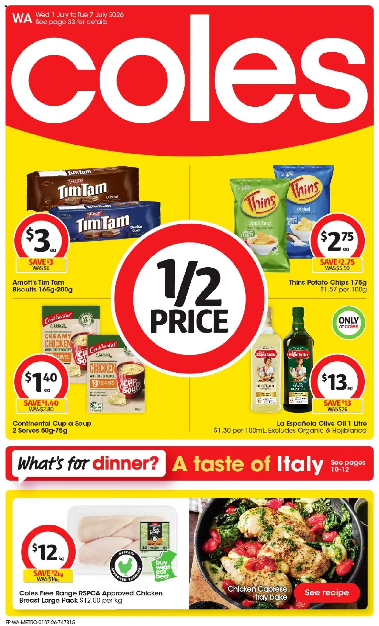 Preview of catalogue Coles catalogue WA from shop Coles valid 01/07/2026 - Light, Noodles, Chips, Olive oil, Biscuits, Coat, Soup, Extra virgin olive oil