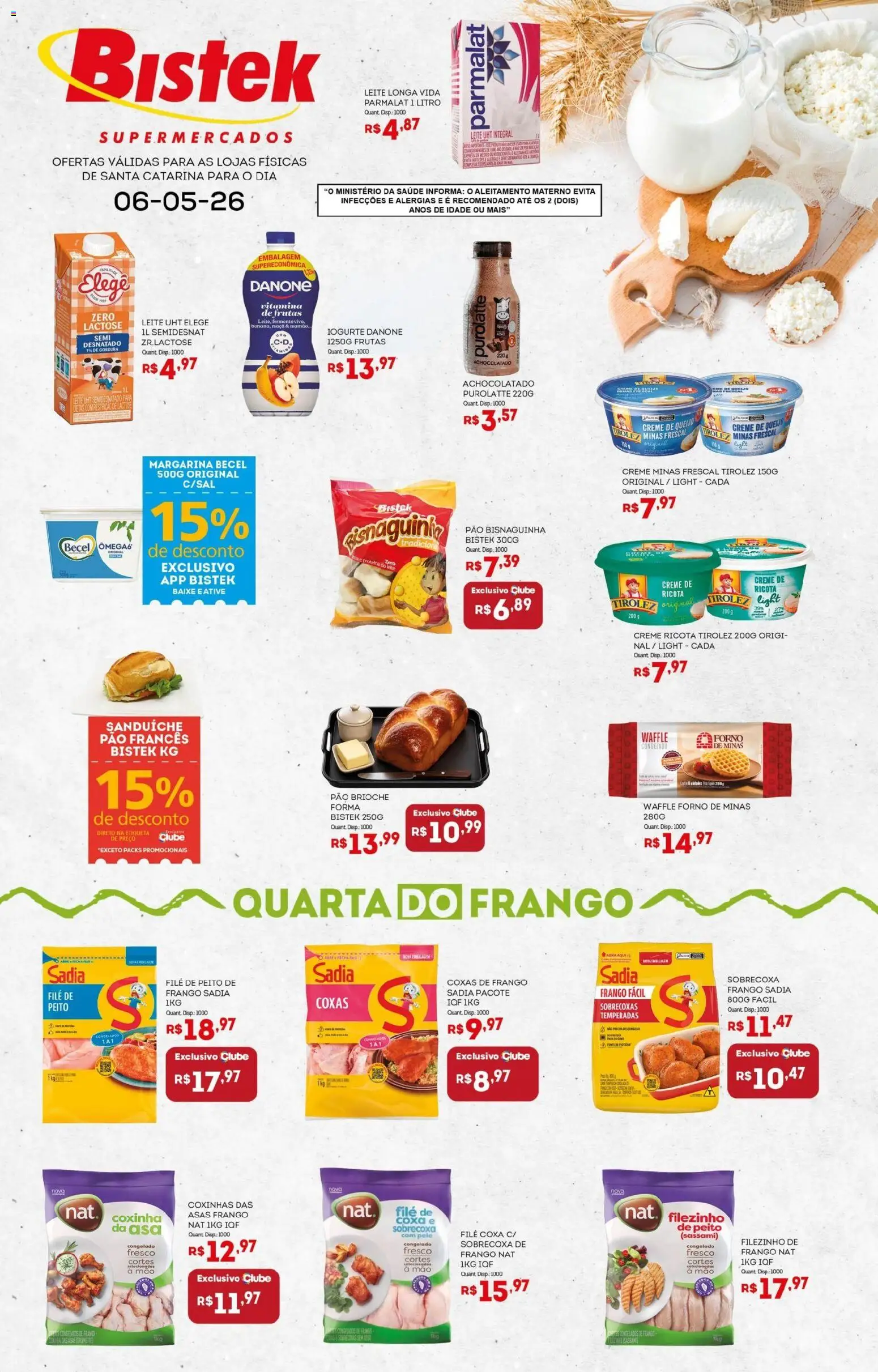 Pré-Visualização do folheto "Bistek Supermercados ofertas Quarta dos Frios" da loja Bistek Supermercados válido a partir de 06/05/2026