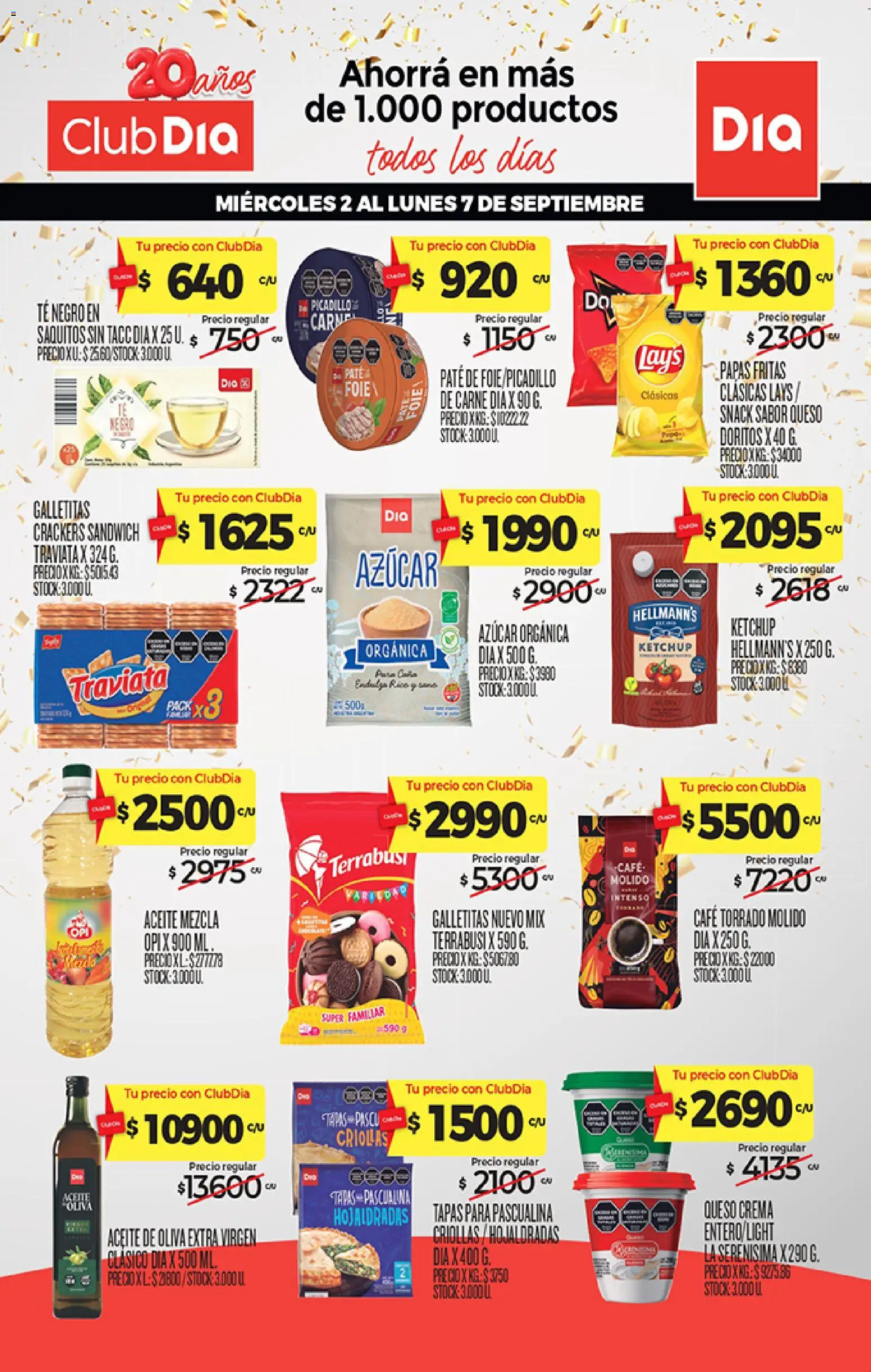 Vista previa del folleto de la tienda Dia válido desde el 01/09/2026 - Café, Queso, Papas fritas, Galletitas, Aceite, Queso crema, Crema, Picadillo