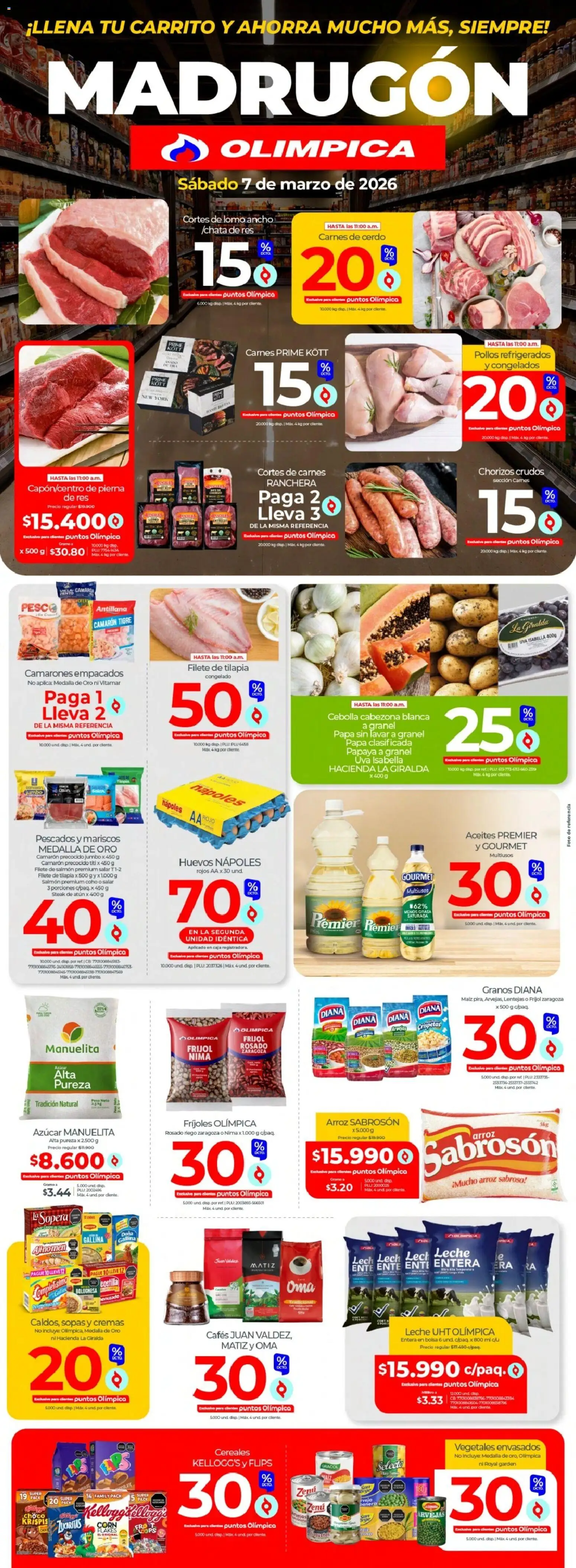  Vista previa del prospecto Olímpica catálogo del almacen Olímpica válida del 07/03/2026 al 07/04/2026 - Tilapia, Uva, Atún, Huevos, Pierna, Cebolla, Bañera, Filete de salmón