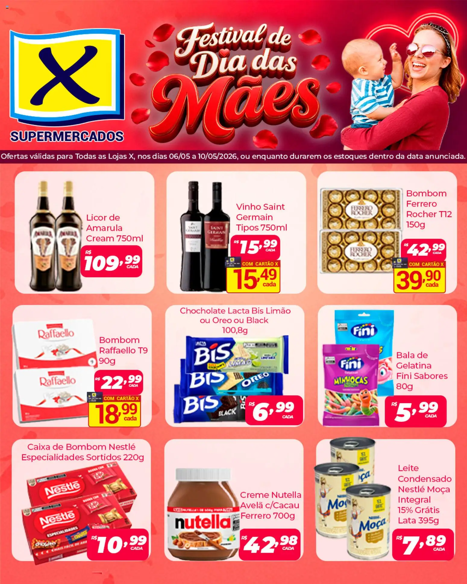 Pré-Visualização do folheto "X Supermercados ofertas Festival de Dia das Mães" da loja X Supermercados válido a partir de 06/05/2026