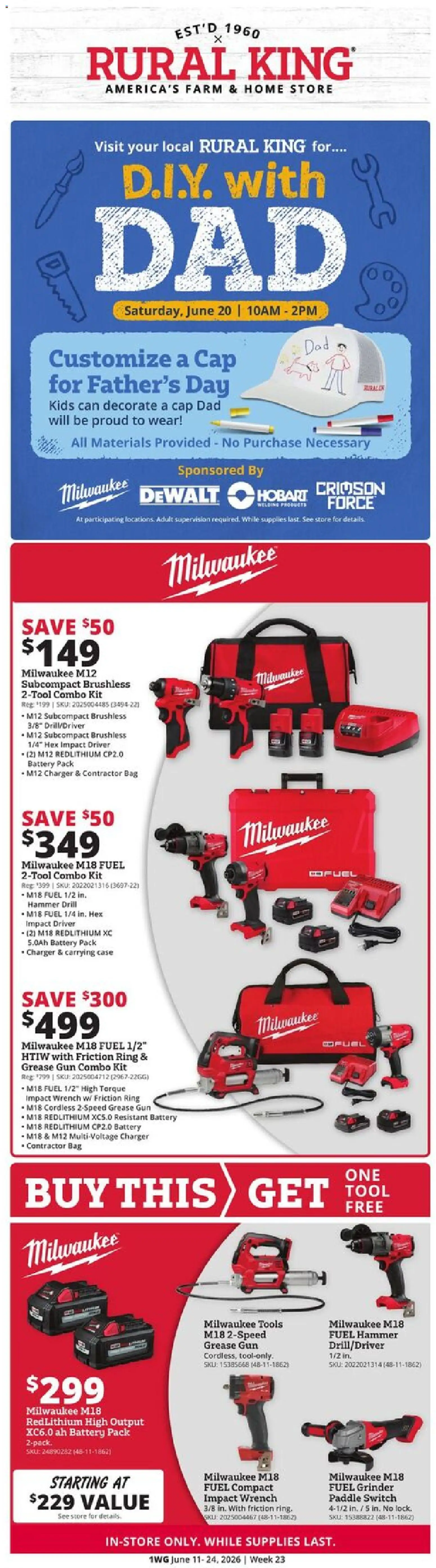 Ad Preview of Rural King Rural King Weekly Ad from 06/11/2026 - Charger, Ring, Gun, Cap, Tools, Bag, Case, Hammer drill
