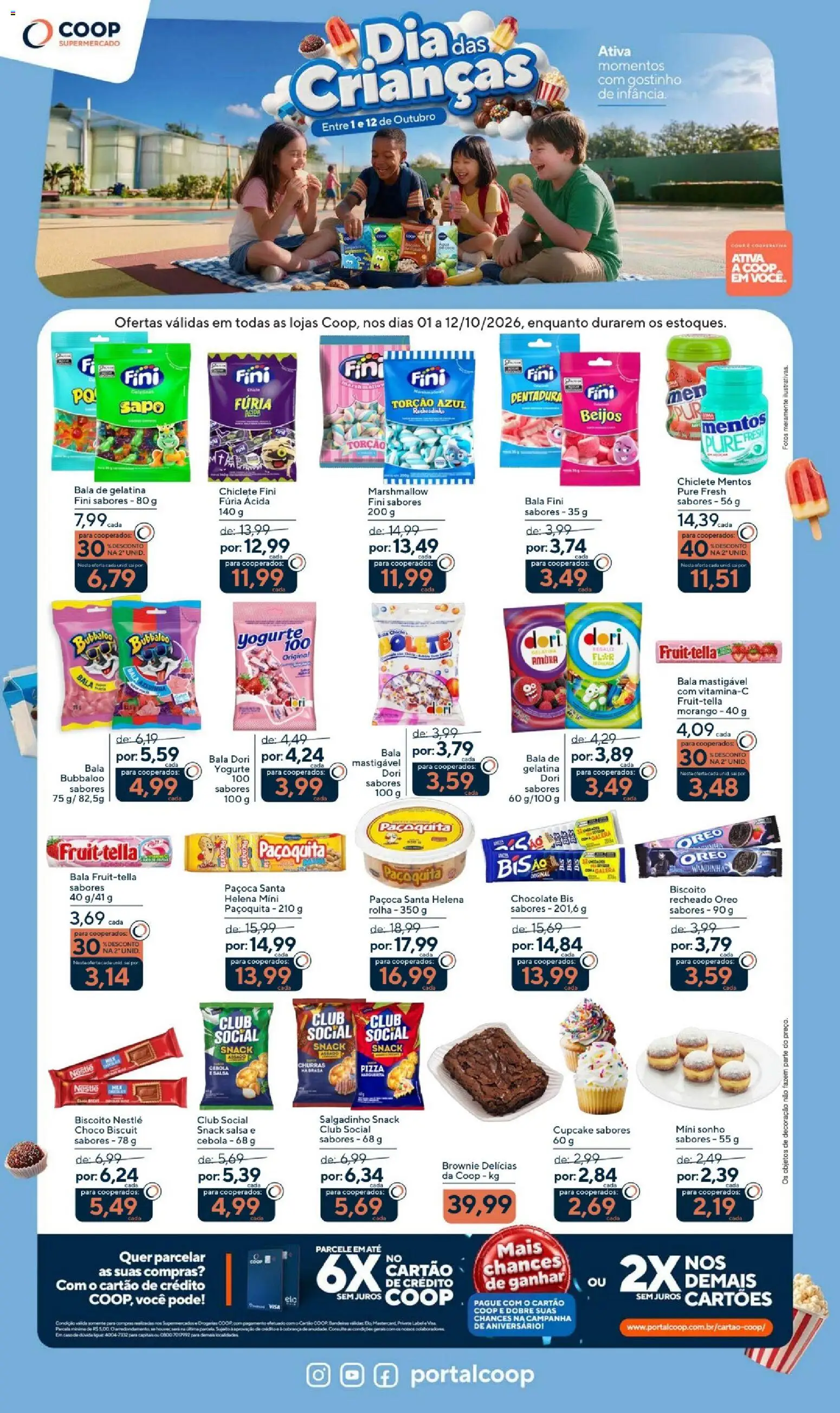 Pré-Visualização do folheto "Coop ofertas Empório" da loja Coop válido a partir de 01/10/2026 - Sonho, Decoração, Biscoito, Gelatina, Bala, Chiclete, Cebola, Salsa