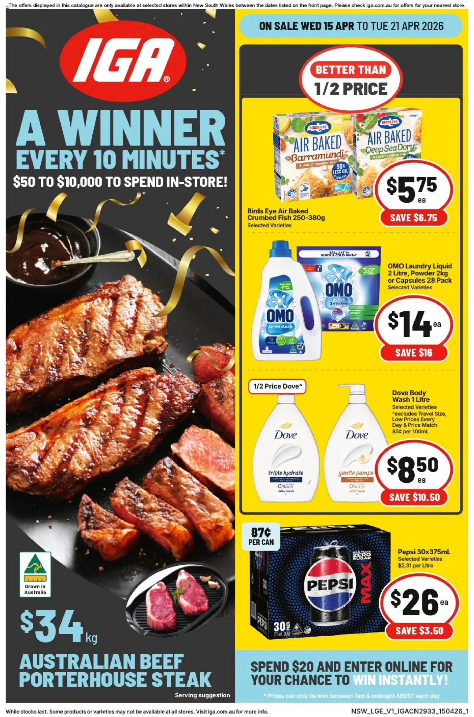 Preview of catalogue IGA catalogue NSW from shop IGA valid 15/04/2026 - Cups, Ingredients, Chicken, Fish, Tonic, Water, Lemon, Lime