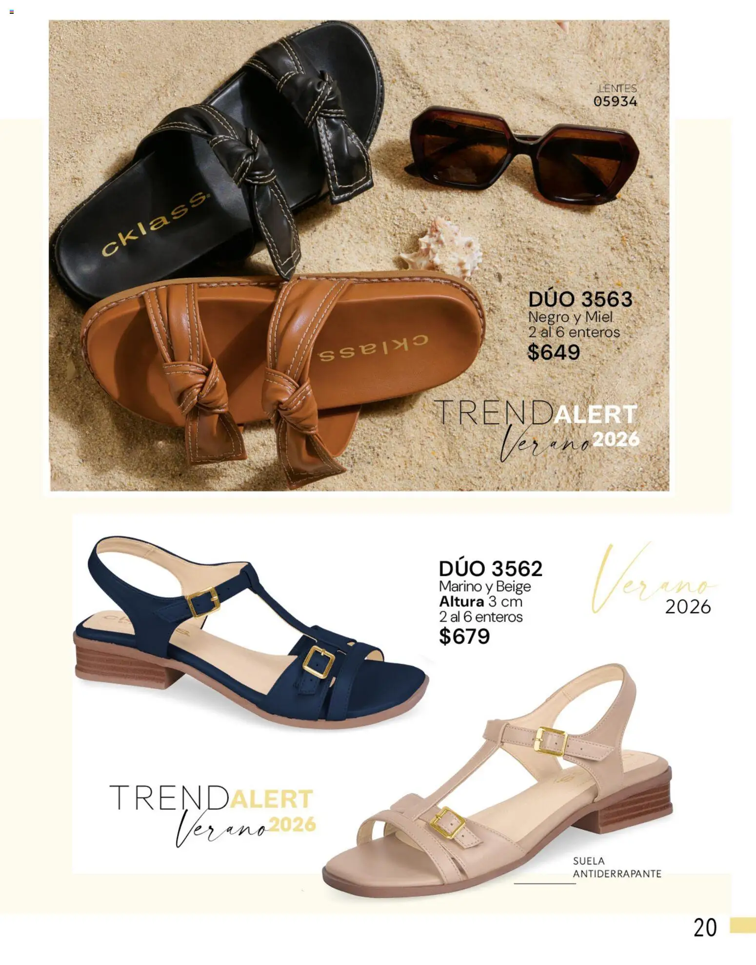 Vista previa las ofertas de la tienda Cklass - Cklass catálogo Novedades de verano calzado desde el 01/05/2026 - Lentes, Miel