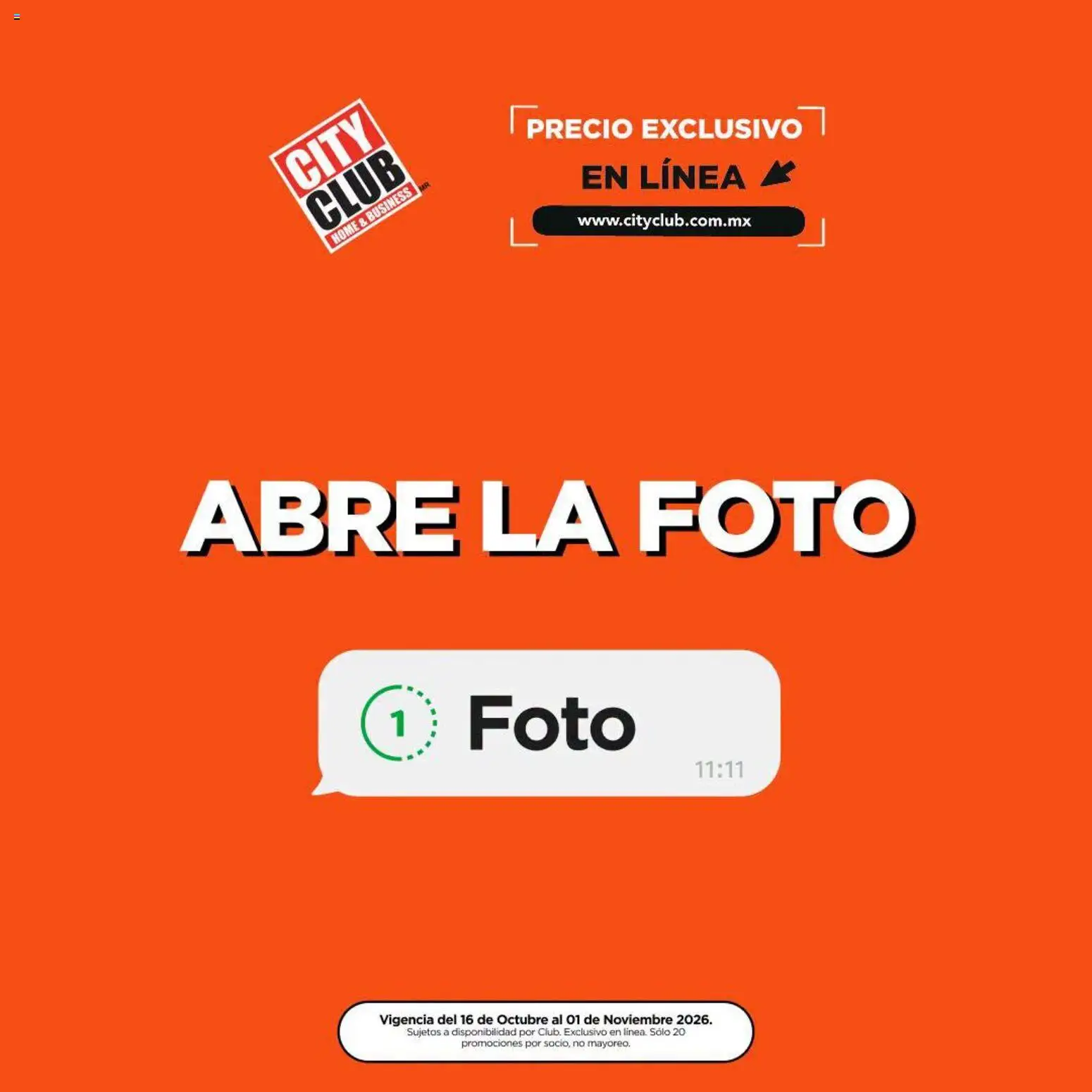 Vista previa las ofertas de la tienda City Club - City Club catálogo Abre la foto desde el 16/10/2026 