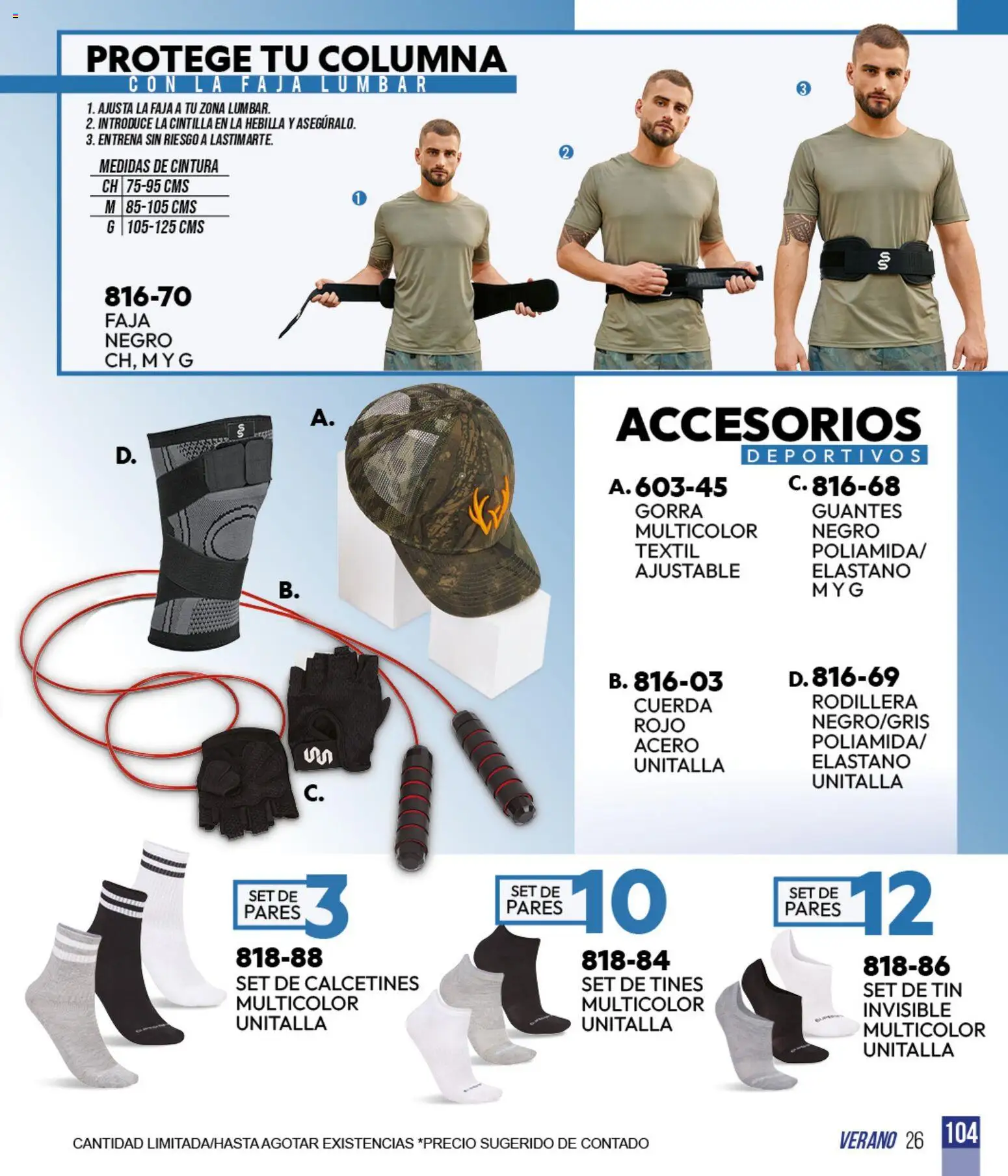Vista previa las ofertas de la tienda Cklass - Cklass catálogo Sportbrands Verano Caballero desde el 05/03/2026 - Gorra, Guantes, Faja, Calcetines, Cuerda, Hebilla