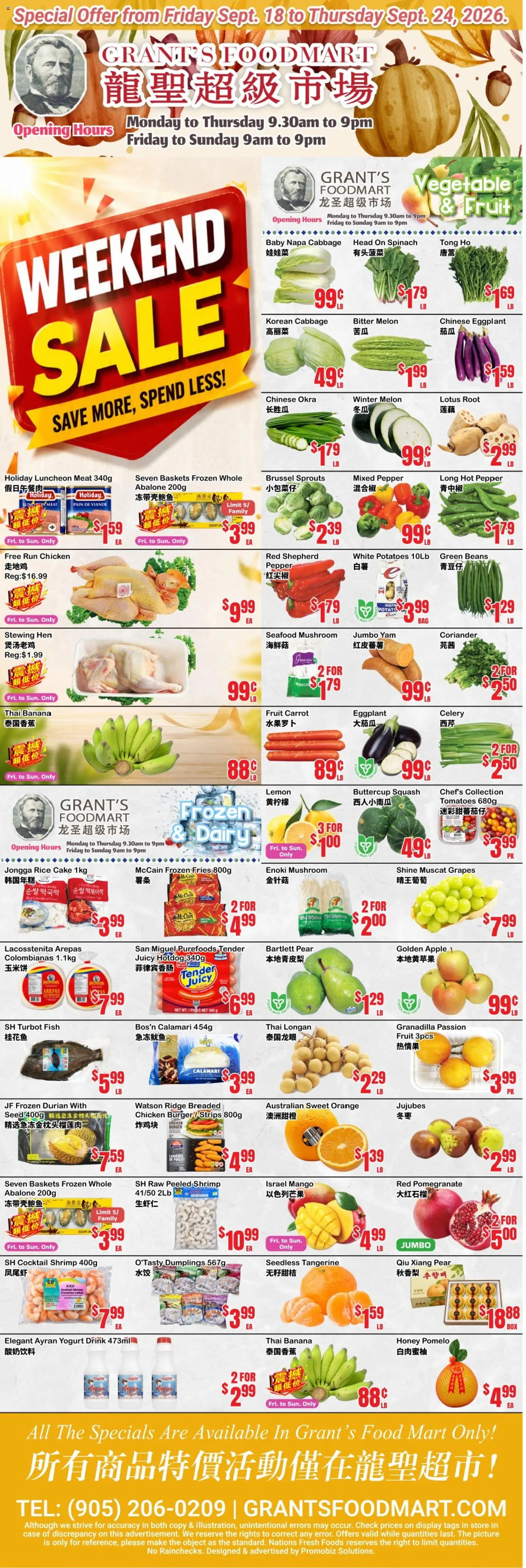 Preview of leaflet Oceans weekly flyer - Grant’s Foodmart from shop Oceans is valid from Sep 18, 2026