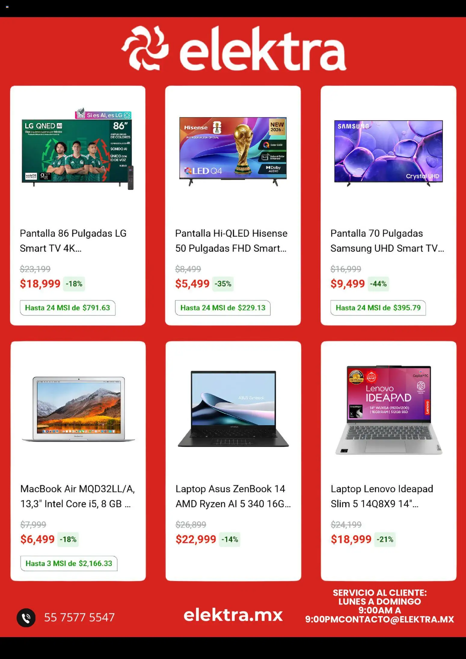 Vista previa las ofertas de la tienda Elektra - Elektra catálogo desde el 04/08/2026 - Laptop, Audio