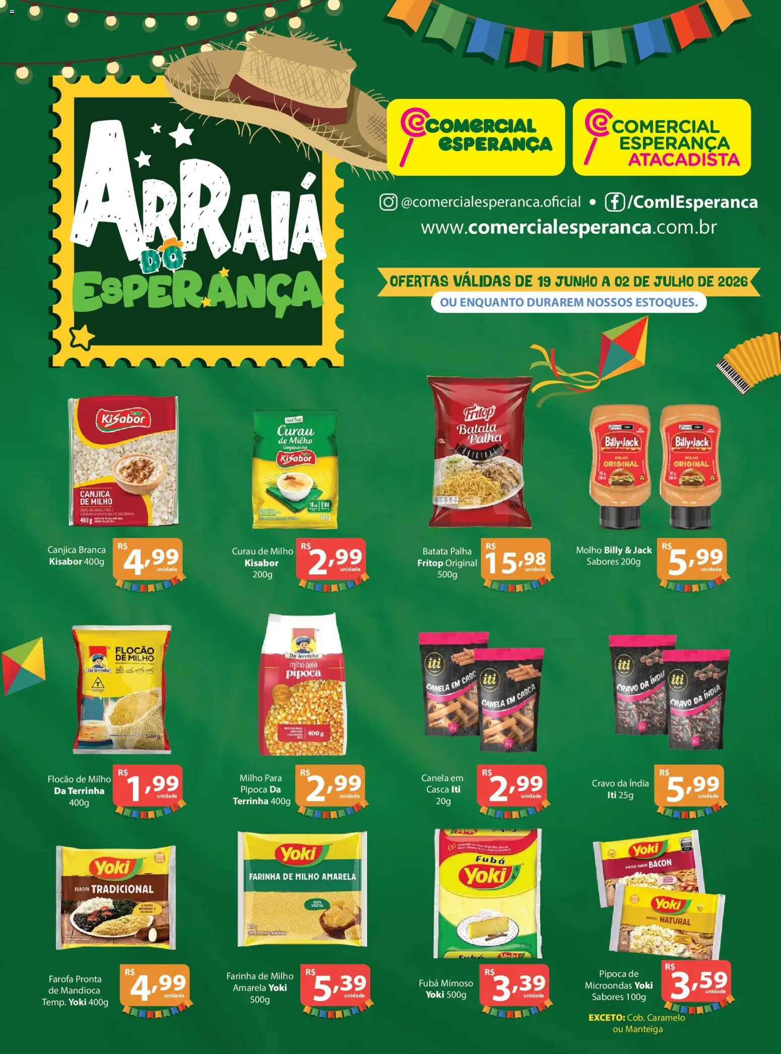 Pré-Visualização do folheto "Comercial Esperança ofertas Arraiá" da loja Comercial Esperança válido a partir de 19/06/2026