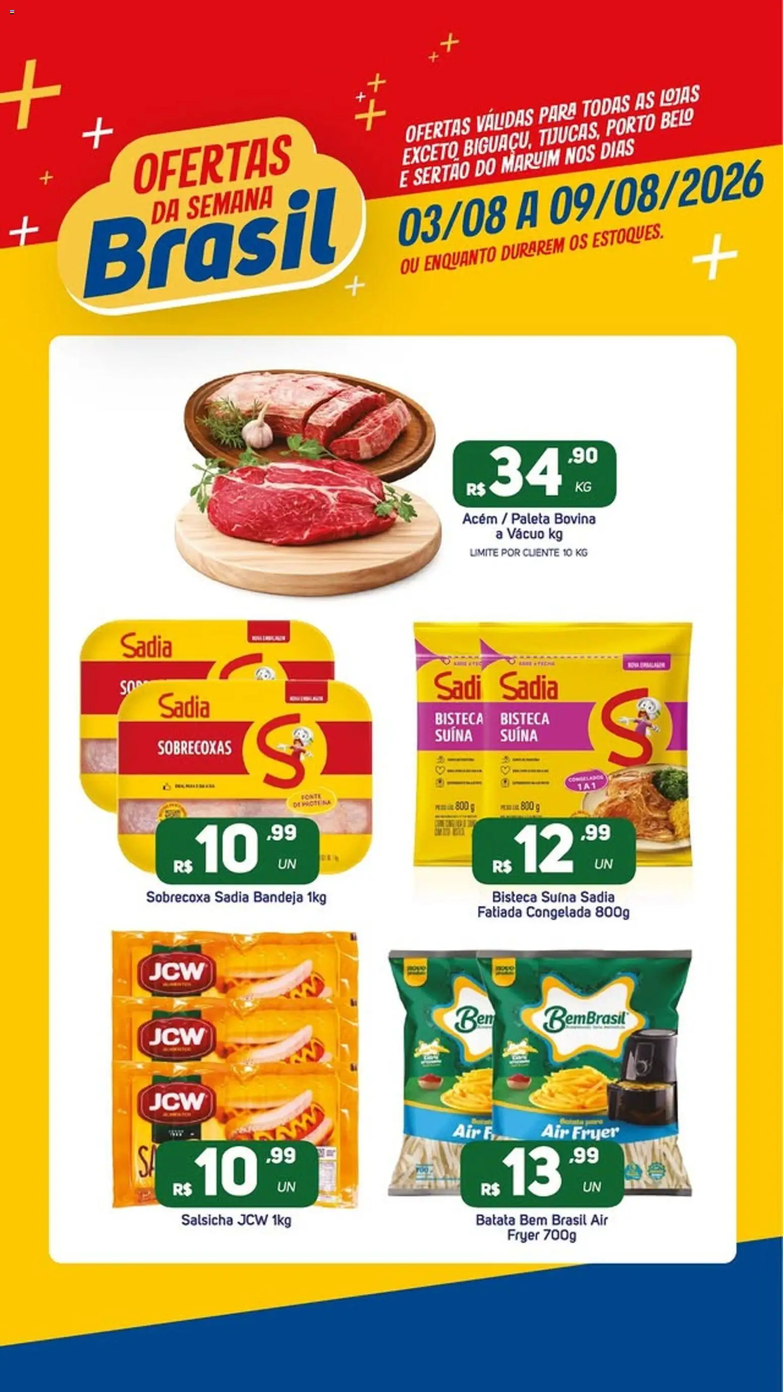 Pré-Visualização do folheto "Brasil Atacadista - Ofertas da semana" da loja Brasil Atacadista válido a partir de 03/08/2026 - Air fryer, Salsicha, Batata, Bandeja, Acém