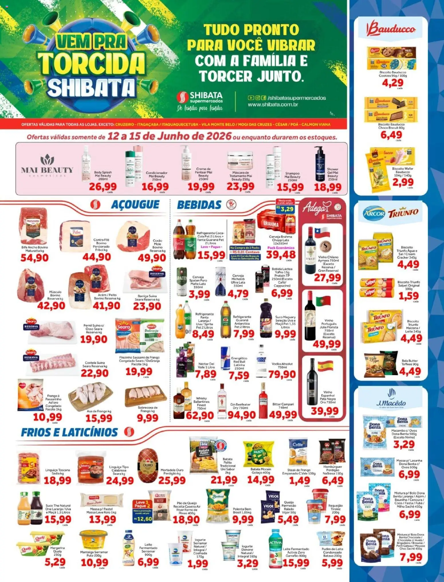Pré-Visualização do folheto "Shibata - Ofertas da semana" da loja Shibata válido a partir de 12/06/2026 - Coco, Bolo, Chocolate, Pudim, Cola, Pernil suíno, Rolo, Barriga suína