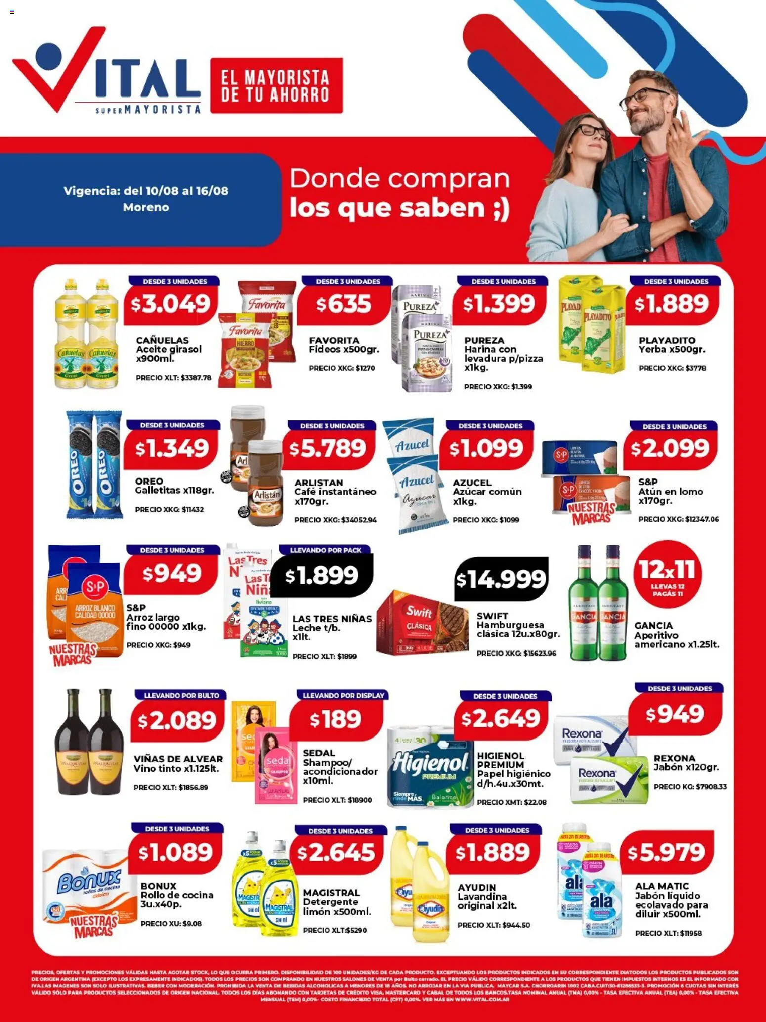 Vista previa del folleto de la tienda Vital válido desde el 10/08/2026 - Galletitas, Oreo, Limón, Leche, Fideos, Vino tinto, Papel higiénico, Acondicionador