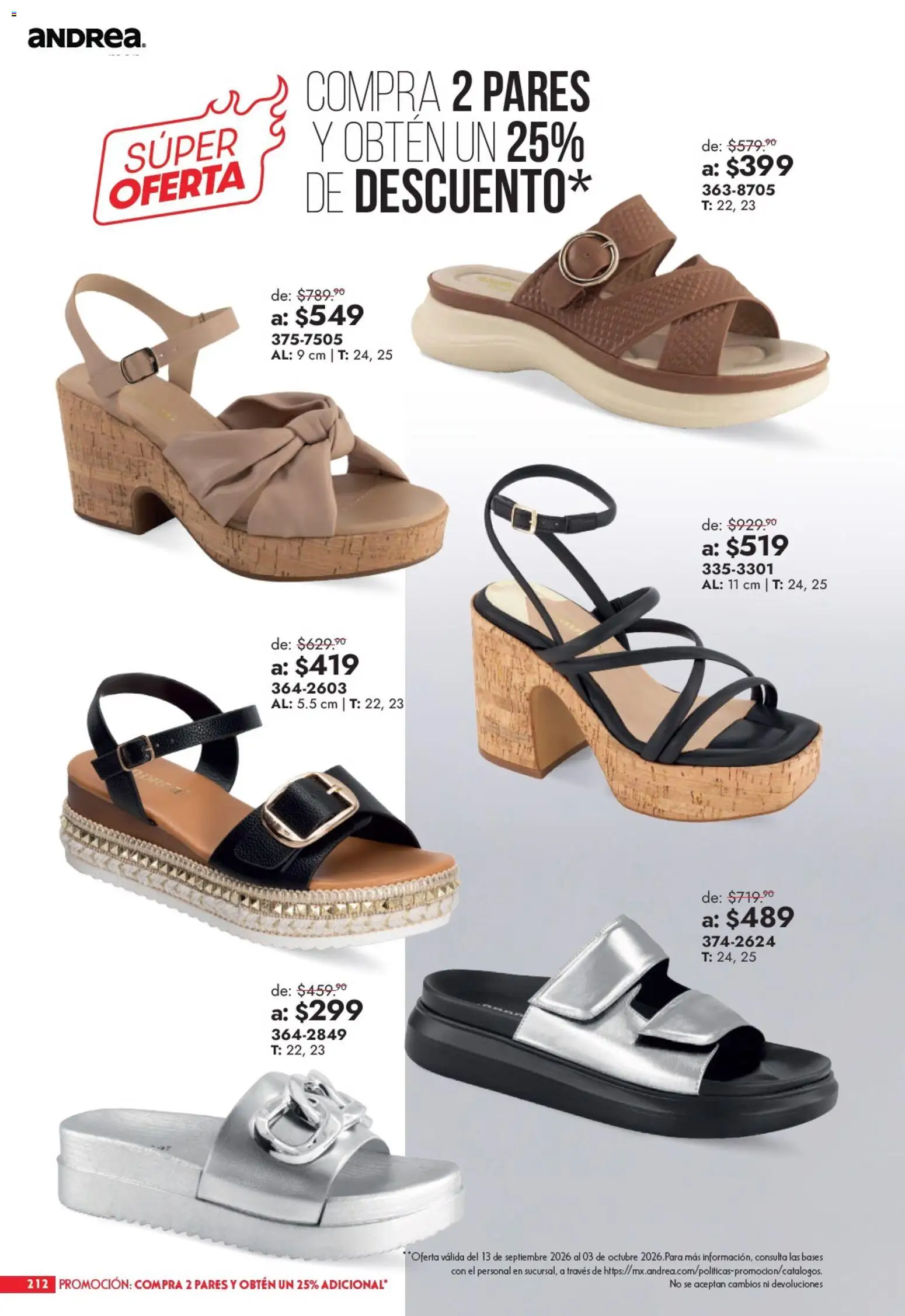 Vista previa las ofertas de la tienda Andrea - Andrea catálogo Outlet desde el 13/09/2026 