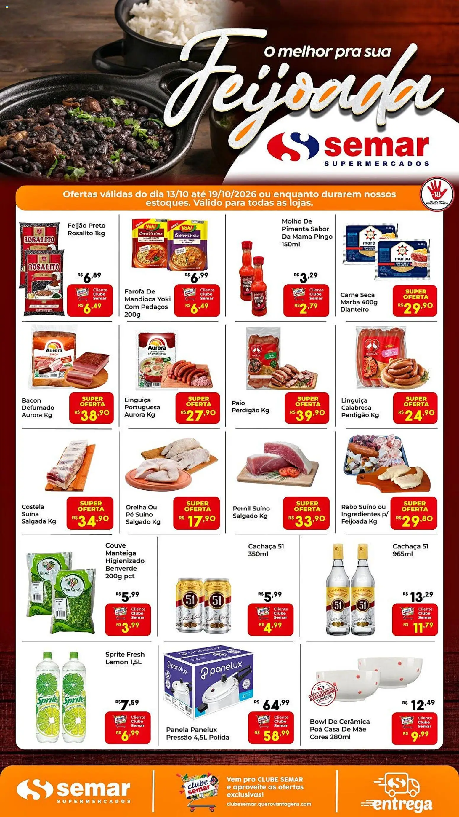 Pré-Visualização do folheto "Semar Supermercado ofertas Feijoada" da loja Semar Supermercado válido a partir de 13/10/2026
