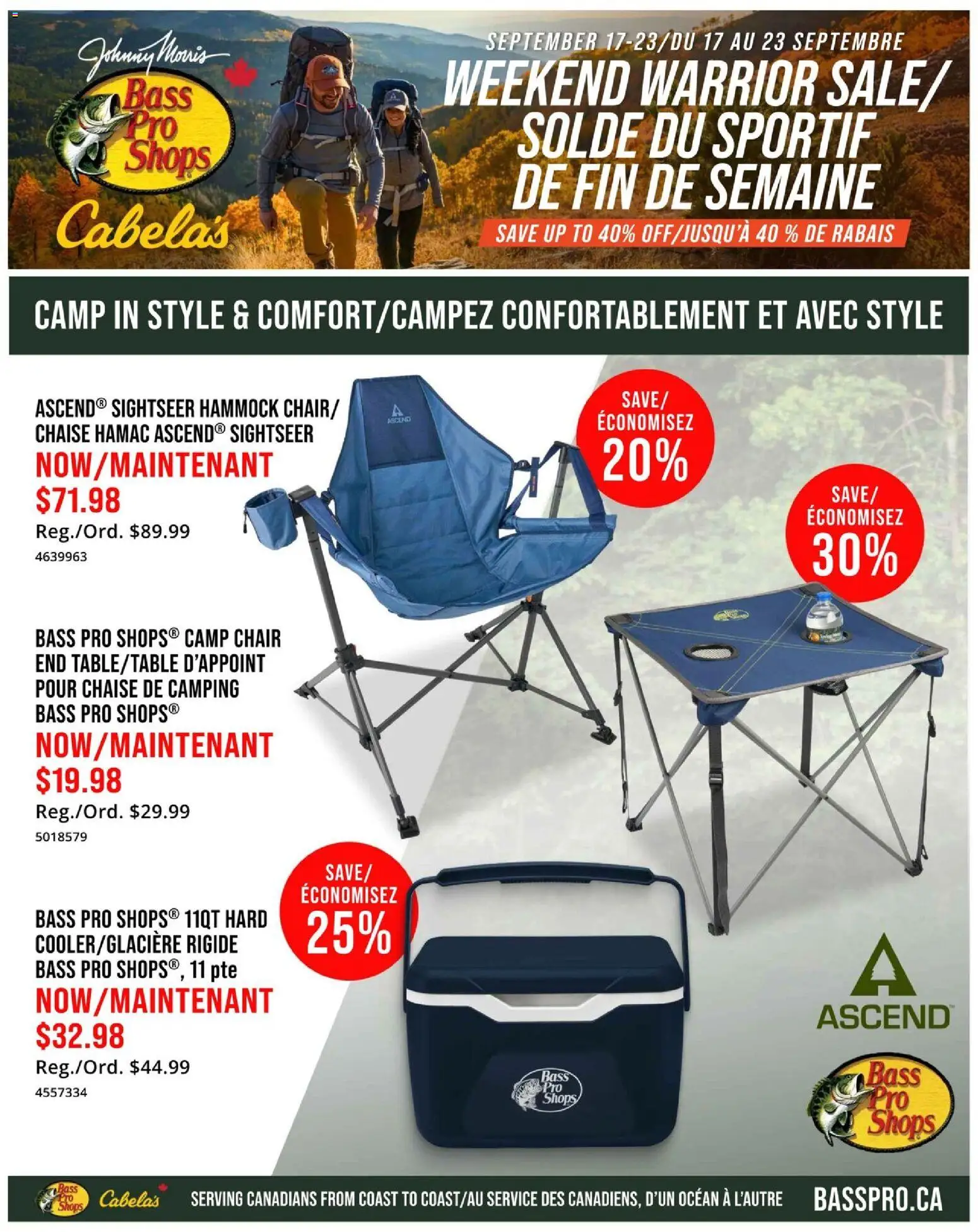 Preview of leaflet Cabelas - Weekend warrior sale/Solde du sportif de fin de semaine from shop Cabelas is valid from Sep 17, 2026