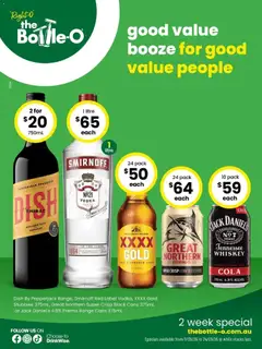 Preview of catalogue Good Value Booze, For Good Value People. 11/05 from shop The Bottle-O valid 10/05/2026