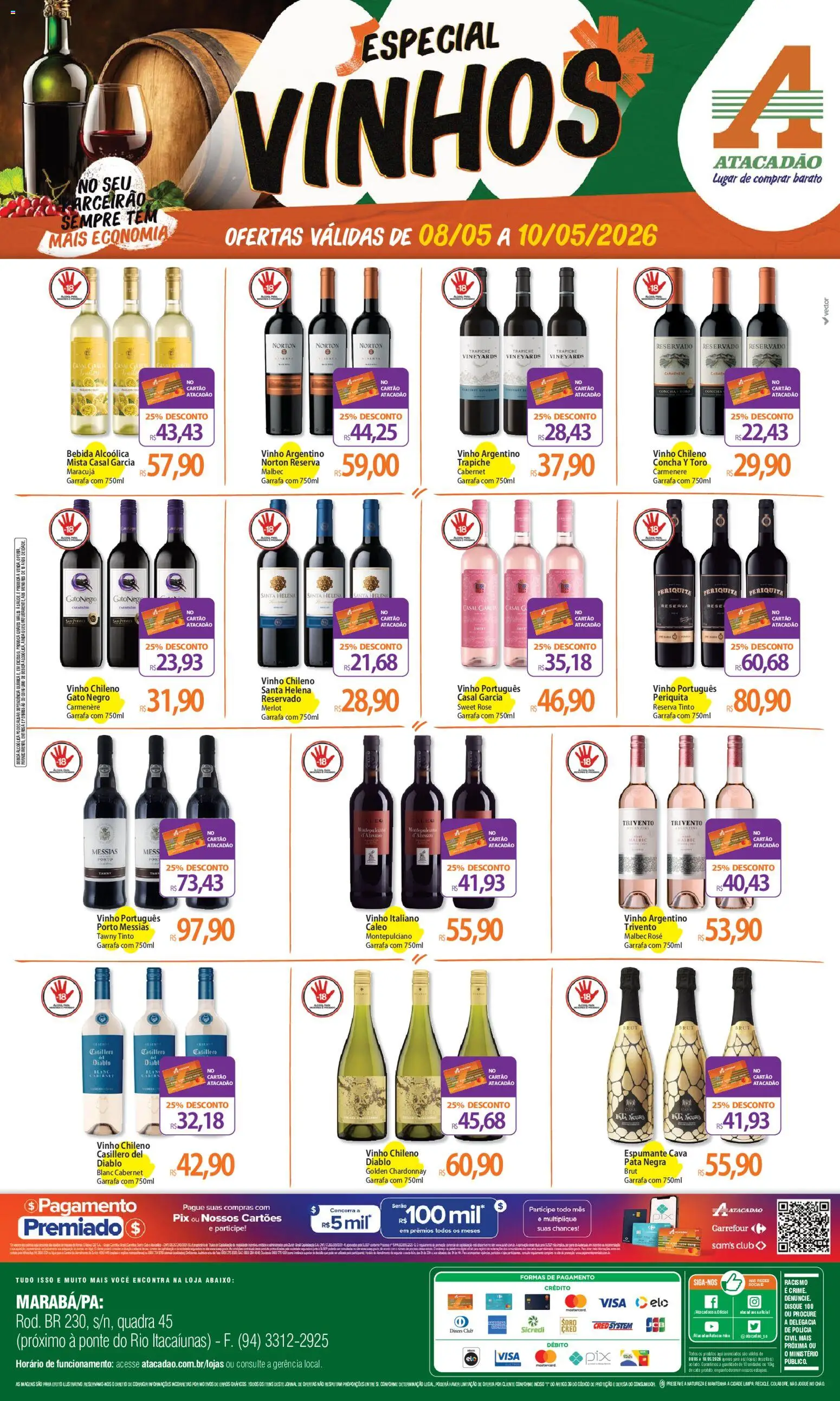 Pré-Visualização do folheto "Atacadão ofertas - PA" da loja Atacadão válido a partir de 08/05/2026 - Vinho, Bebida, Maracujá, Chá, Espumante
