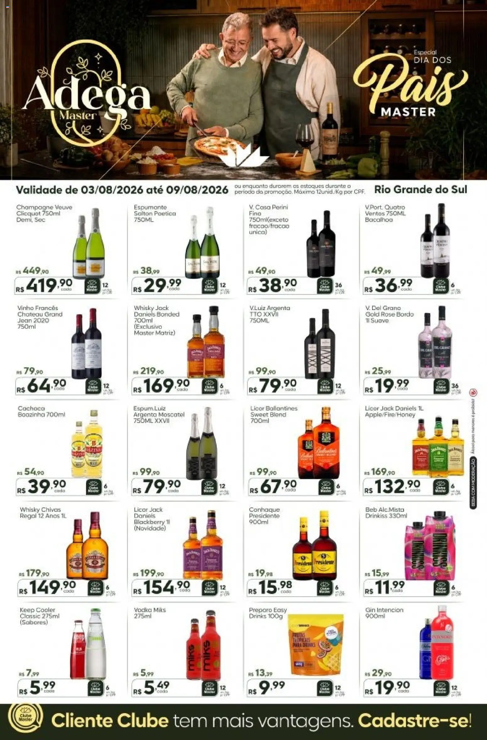 Pré-Visualização do folheto "Master ofertas Adega" da loja Master válido a partir de 03/08/2026 - Whisky, Gin, Cooler, Vinho, Licor, Conhaque, Champagne, Espumante