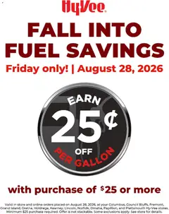 Ad Preview of HyVee HyVee Fall Into Fuel Savings from 08/28/2026