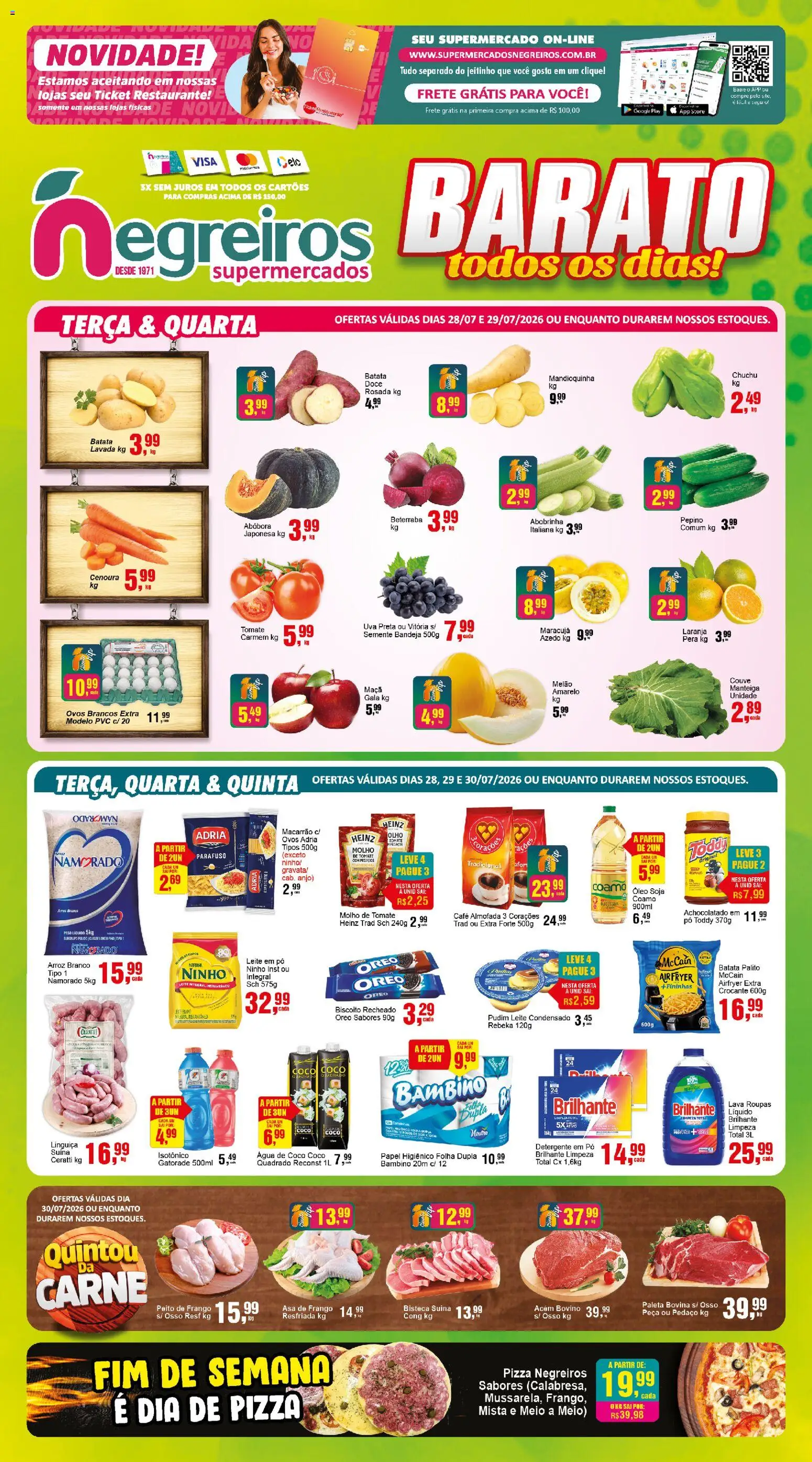 Pré-Visualização do folheto "Negreiros - Ofertas da semana" da loja Negreiros válido a partir de 28/07/2026 - Café, Coco, Água de coco, Carne, Batata, Beterraba, Couve, Linguiça