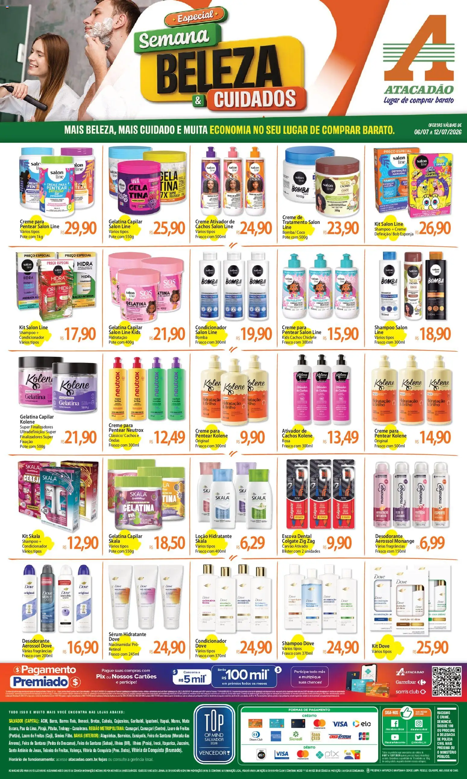 Pré-Visualização do folheto "Atacadão ofertas - BA" da loja Atacadão válido a partir de 06/07/2026 - Coco, Shampoo, Carvão ativado, Ração, Creme, Sérum, Chiclete, Kit skala