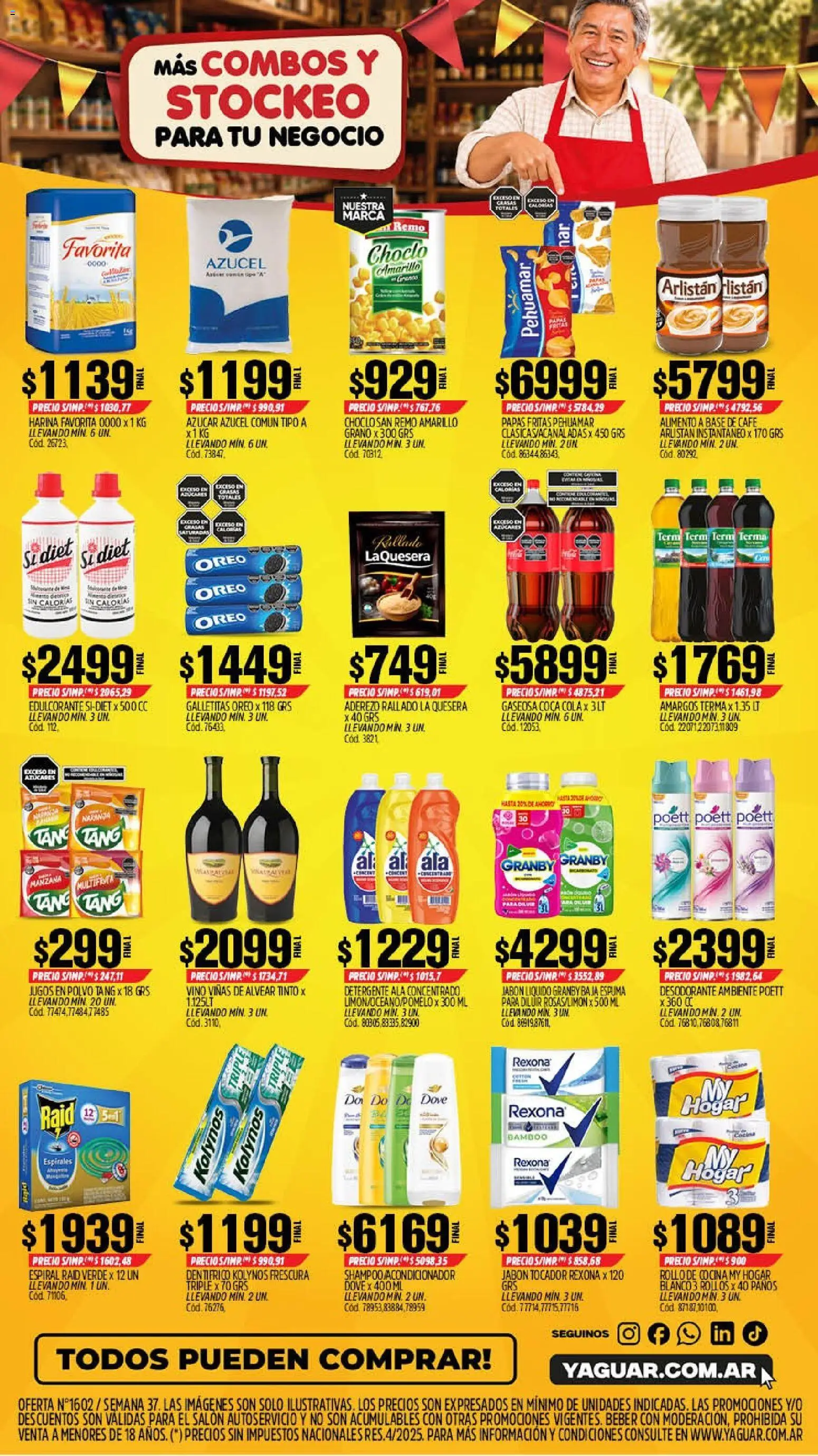Vista previa del folleto de la tienda Yaguar válido desde el 07/09/2026 - Café, Vino, Desodorante, Choclo, Jabón, Jabón líquido, Edulcorante, Detergente