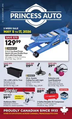 Un aperçu du dépliant Princess Auto flyer - 2 Week Sale! du magasin Princess Auto est valide à partir 5 mai 2026