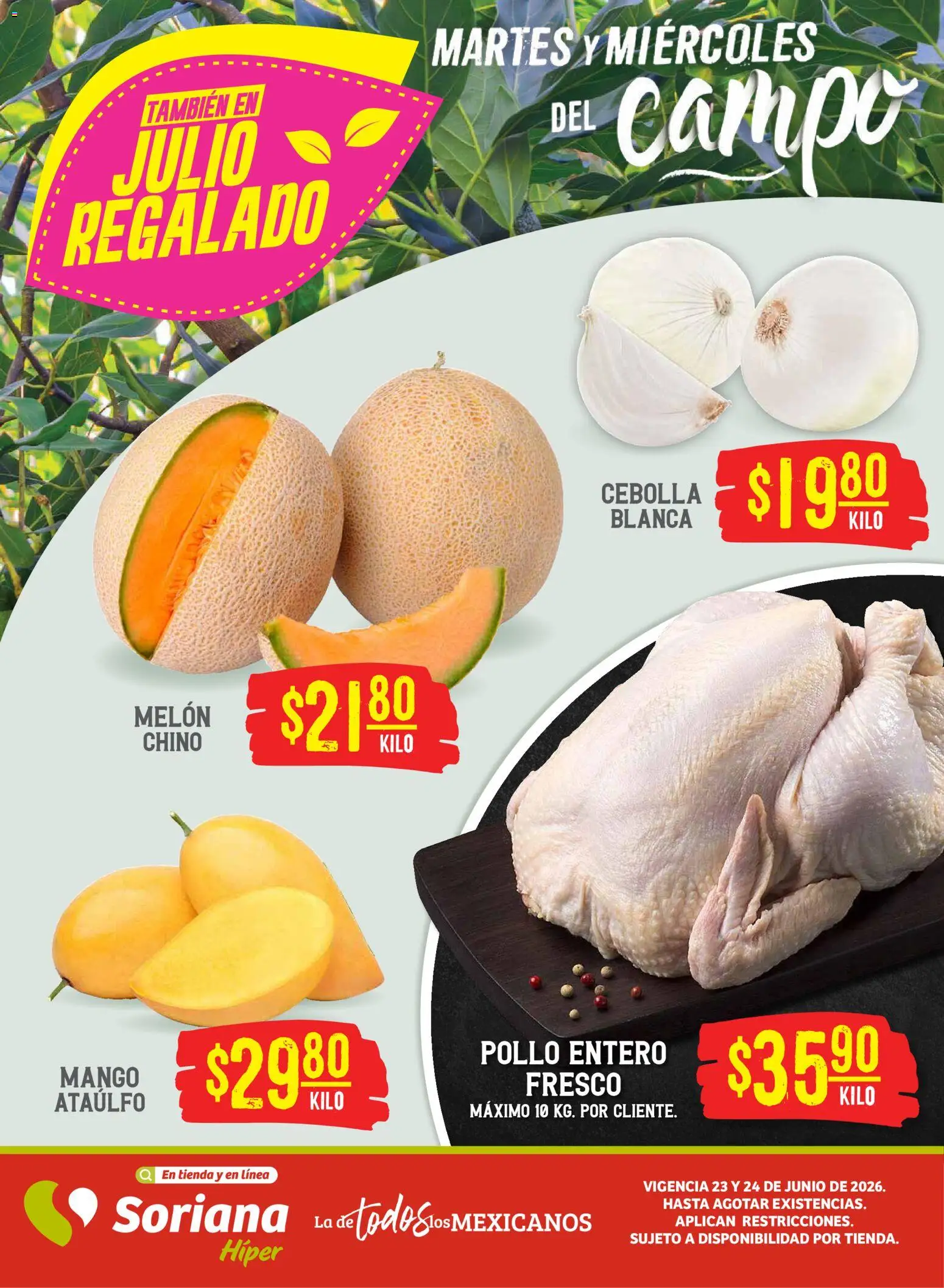 Vista previa las ofertas de la tienda Soriana - Soriana Martes y Miércoles del Campo Híper: Nuevo León, Ciudad Victoria y Tampico desde el 23/06/2026 