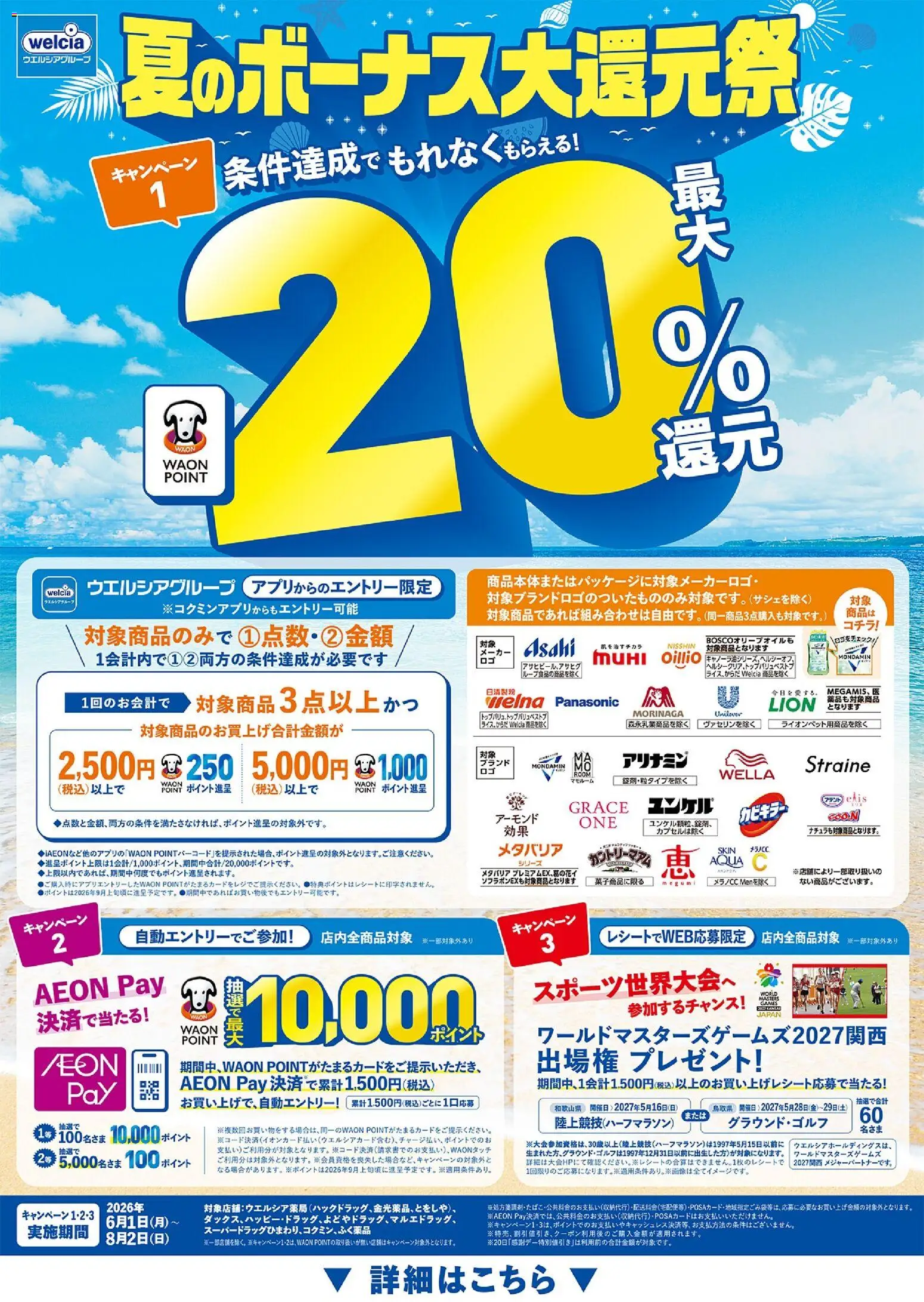 ハッピードラッグの2026/06/01から2026/08/02までのチラシはここハッピードラッグ - 夏のボーナス大還元祭