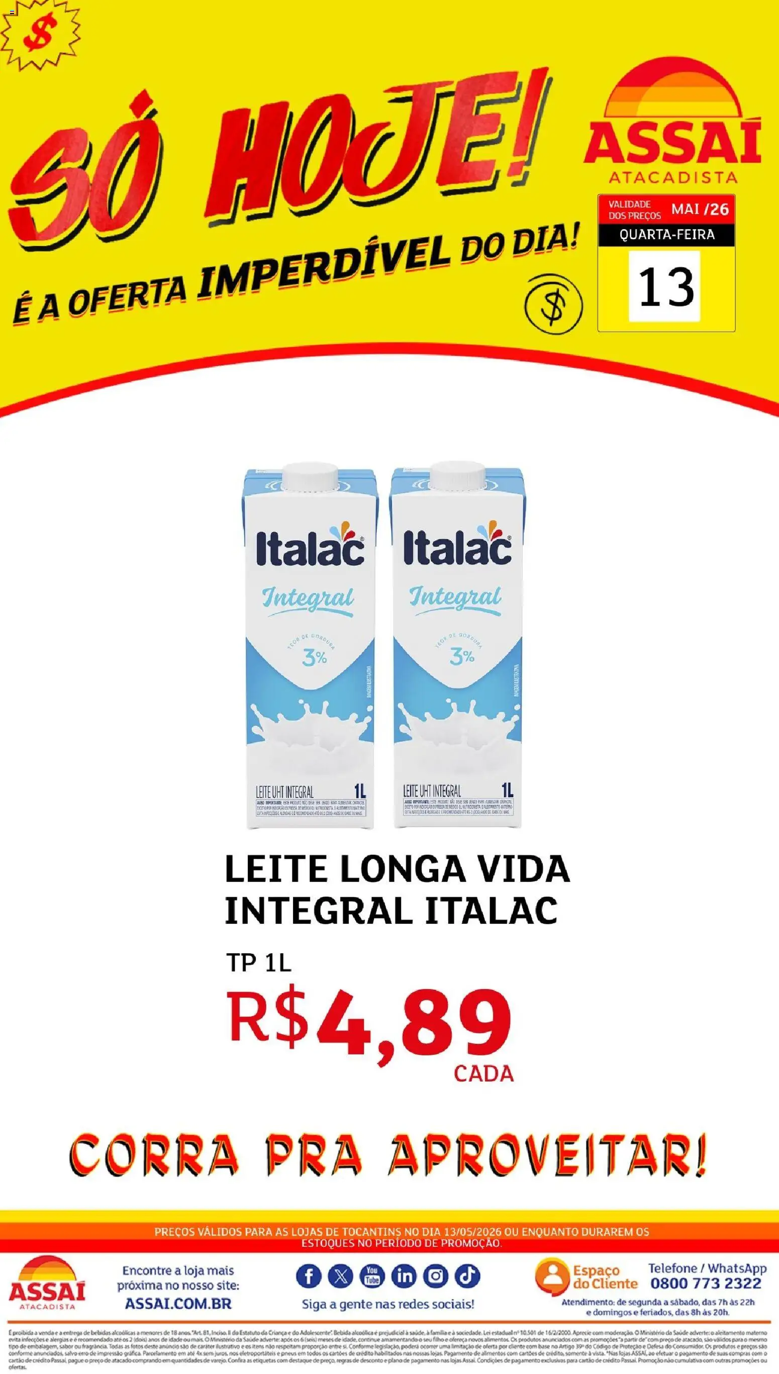 Pré-Visualização do folheto "Assaí Atacadista ofertas - TO" da loja Assaí Atacadista válido a partir de 13/05/2026
