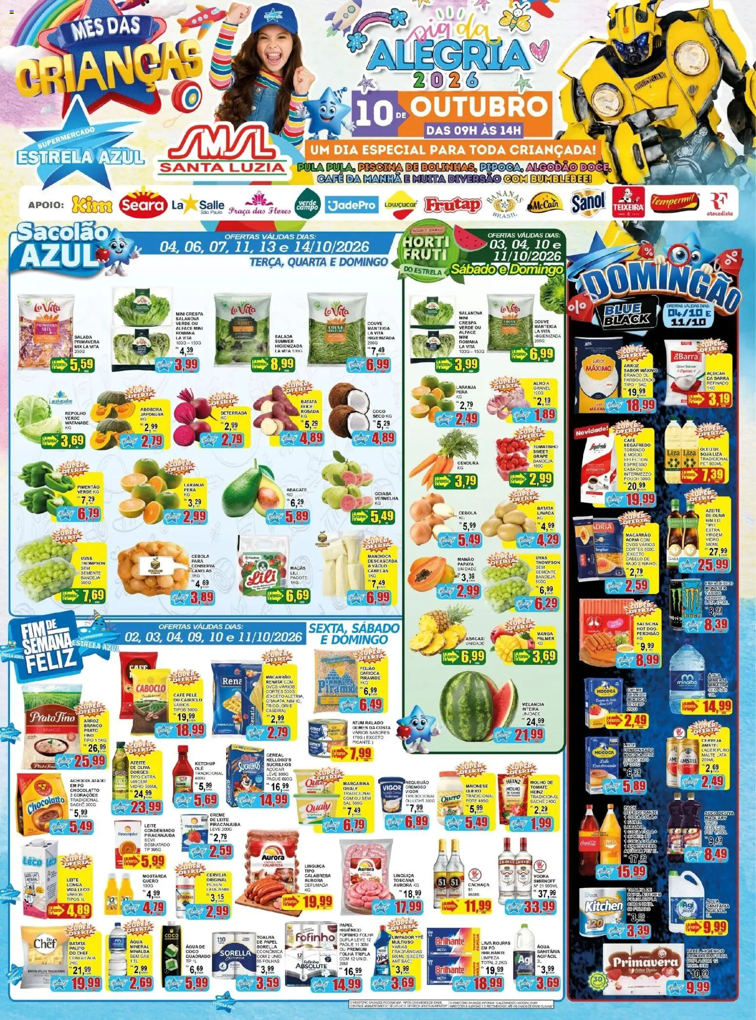 Pré-Visualização do folheto "Estrela Azul - Ofertas da semana" da loja Estrela Azul válido a partir de 01/10/2026 - Flores, Cerveja, Roupas, Leite, Doce, Açúcar, Repolho, Margarina