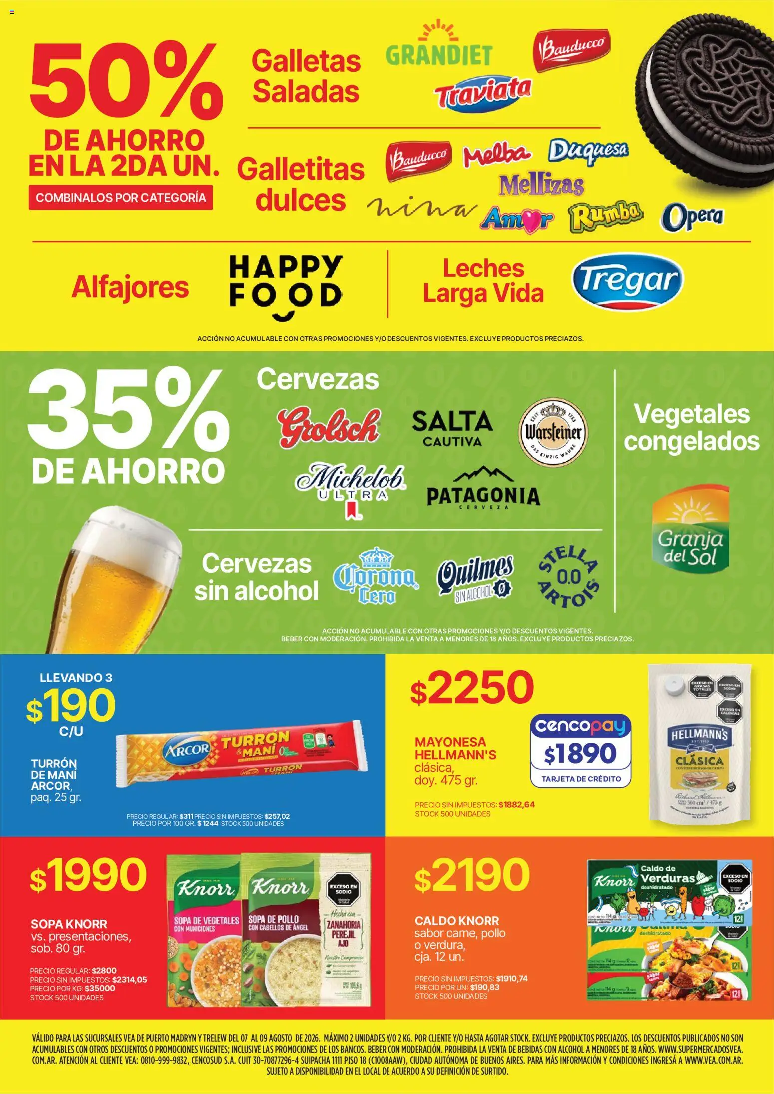 Vista previa del folleto de la tienda Vea válido desde el 07/08/2026 - Cerveza, Bebidas, Galletas, Perejil, Mani, Sopa, Mayonesa, Dulces