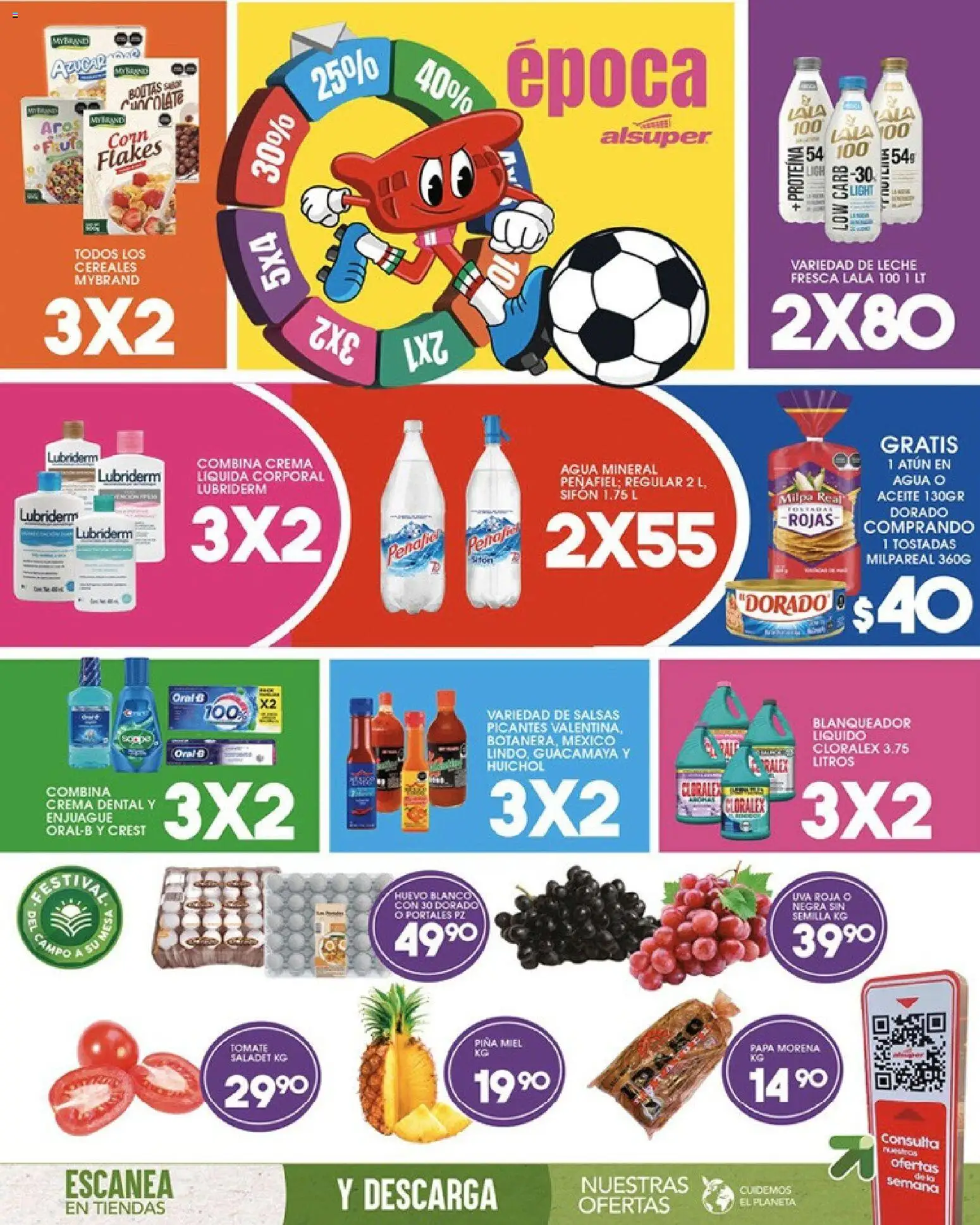 Vista previa las ofertas de la tienda Alsuper - Alsuper folleto desde el 12/06/2026 - Agua, Fruta, Papa, Proteína, Mesa, Crema, Body, Salsas