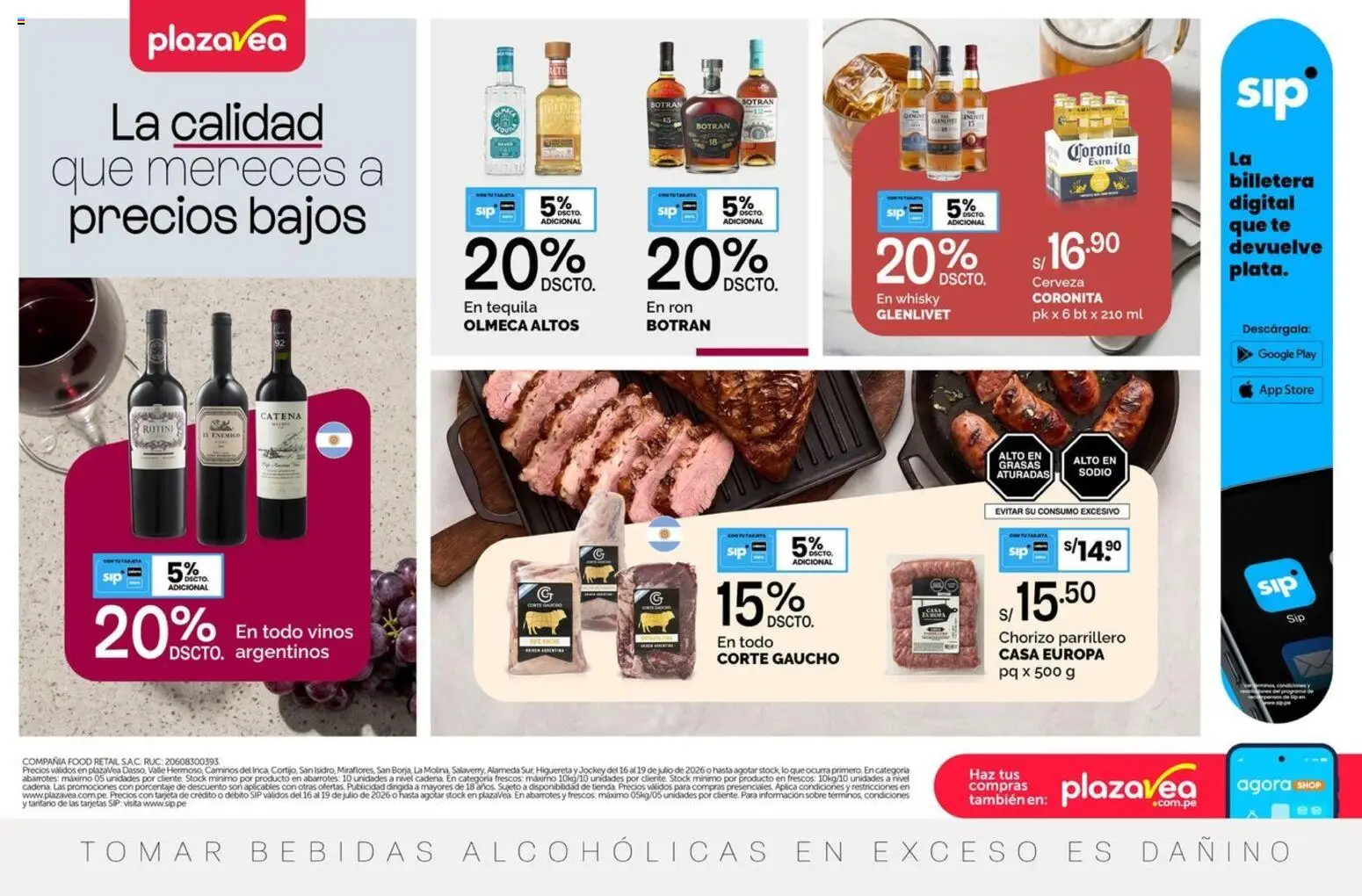Vista previa de Catálogo Plaza Vea - AVISO TIENDAS SELECCIONADAS 3 de la tienda Plaza Vea válido desde 16/07/2026 - Té, Cerveza, Whisky, Ron, Billetera, Tequila, Bebidas