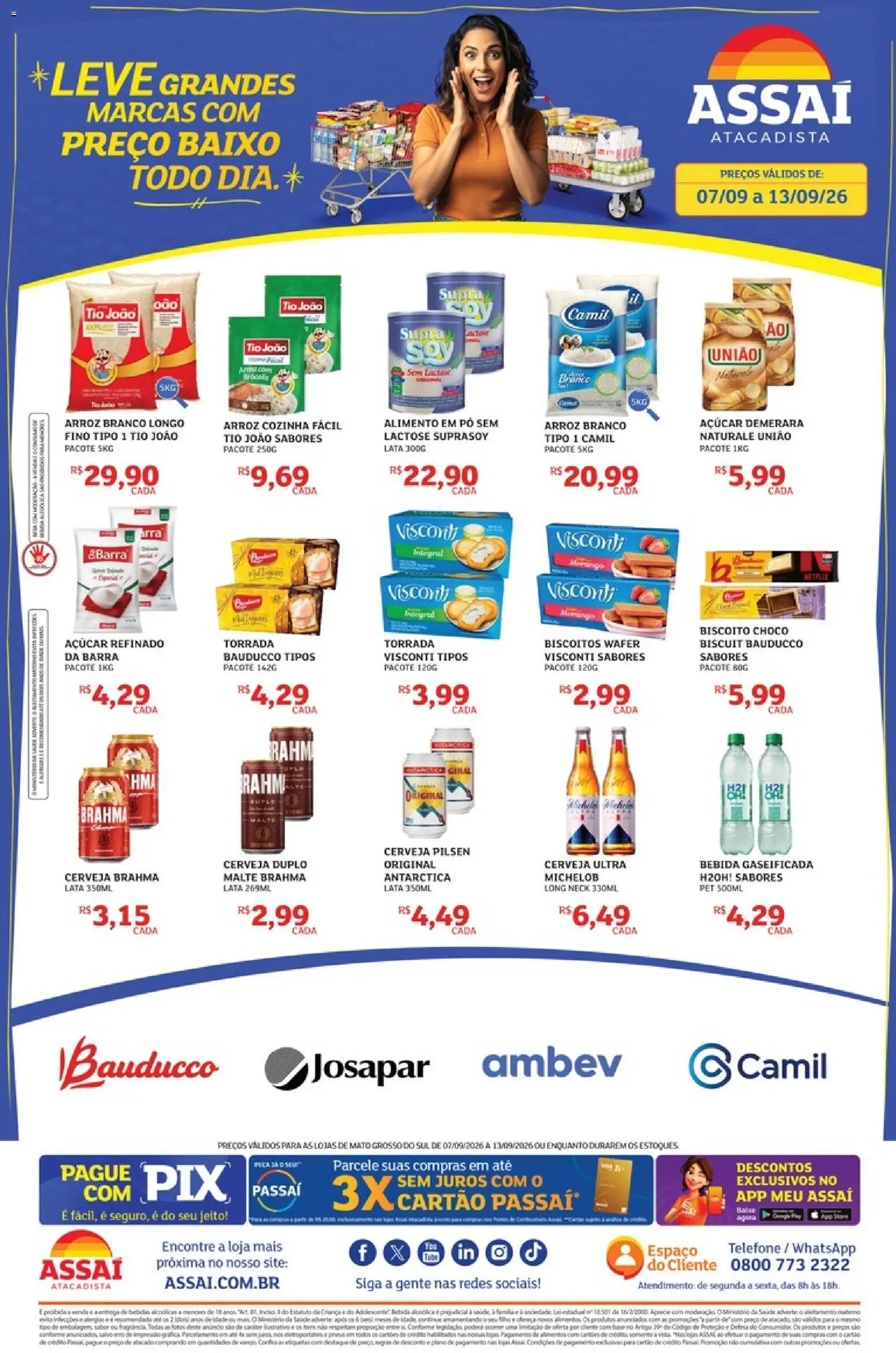 Pré-Visualização do folheto "Assaí Atacadista ofertas - MS" da loja Assaí Atacadista válido a partir de 07/09/2026 - Cerveja, Arroz, Bebida, Biscoitos, Açúcar, Baixo, Pó, Açúcar demerara