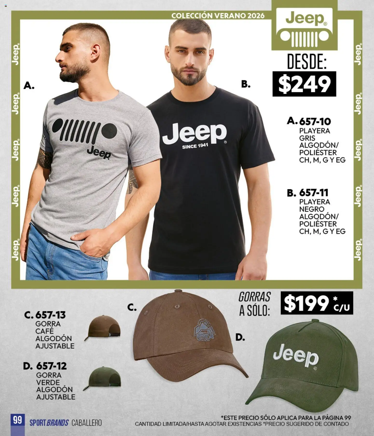 Vista previa las ofertas de la tienda Cklass - Cklass catálogo Sportbrands Verano Caballero desde el 05/03/2026 - Café, Gorra, Playera, Algodón