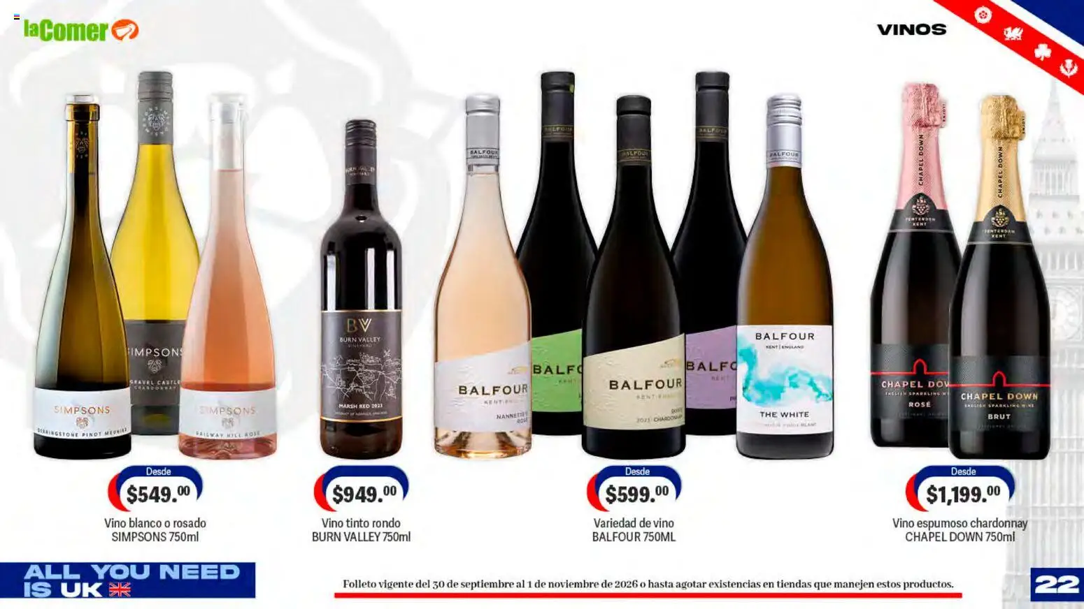 Vista previa las ofertas de la tienda La Comer - La Comer folleto desde el 30/09/2026 - Vino tinto, Vino, Vino blanco, Vino espumoso