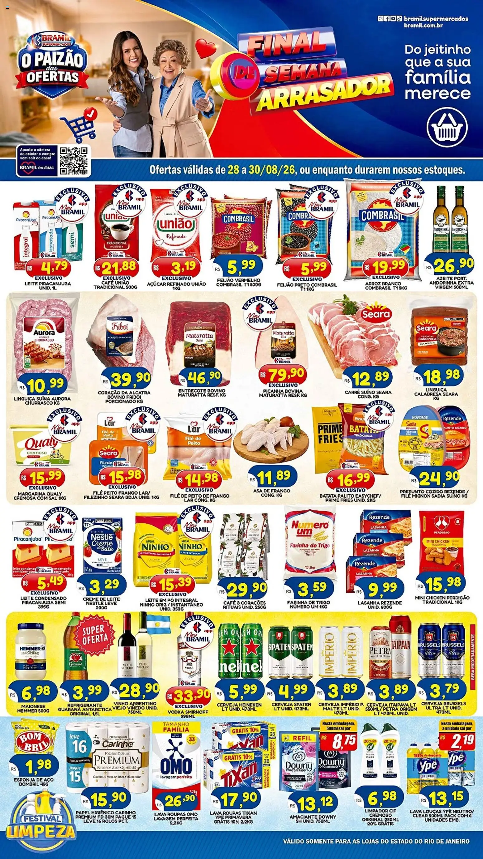 Pré-Visualização do folheto "Bramil Supermercados - Ofertas da semana" da loja Bramil Supermercados válido a partir de 28/08/2026 - Vinho, Sal, Cerveja Heineken, Batata, Frango, Peito de frango, Filé mignon, Asa de frango