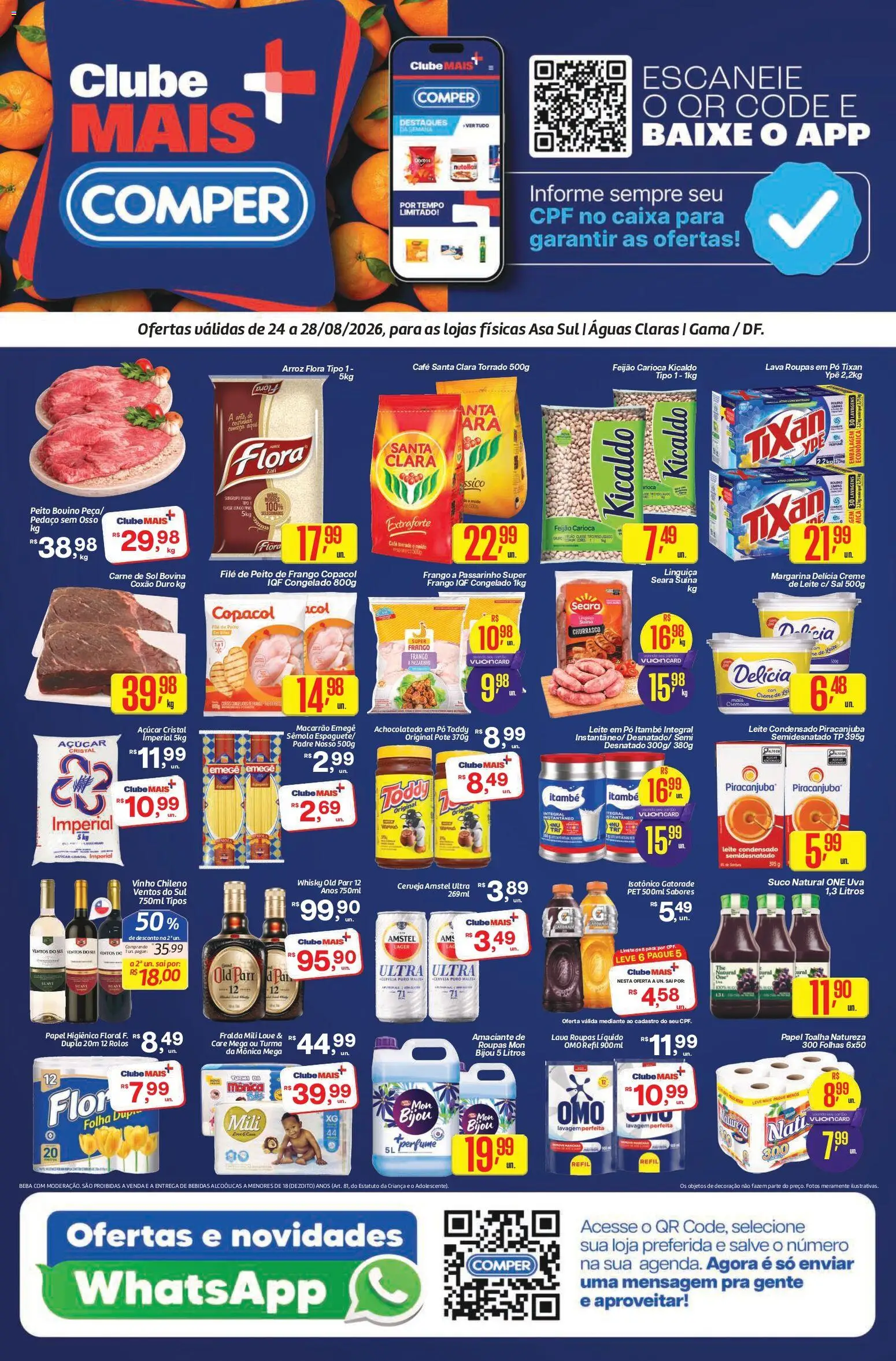 Pré-Visualização do folheto "Comper - Ofertas da semana" da loja Comper válido a partir de 24/08/2026 - Perfume, Whisky, Gatorade, Leite condensado, Bebidas, Leite, Papel higiênico, Amaciante de roupas