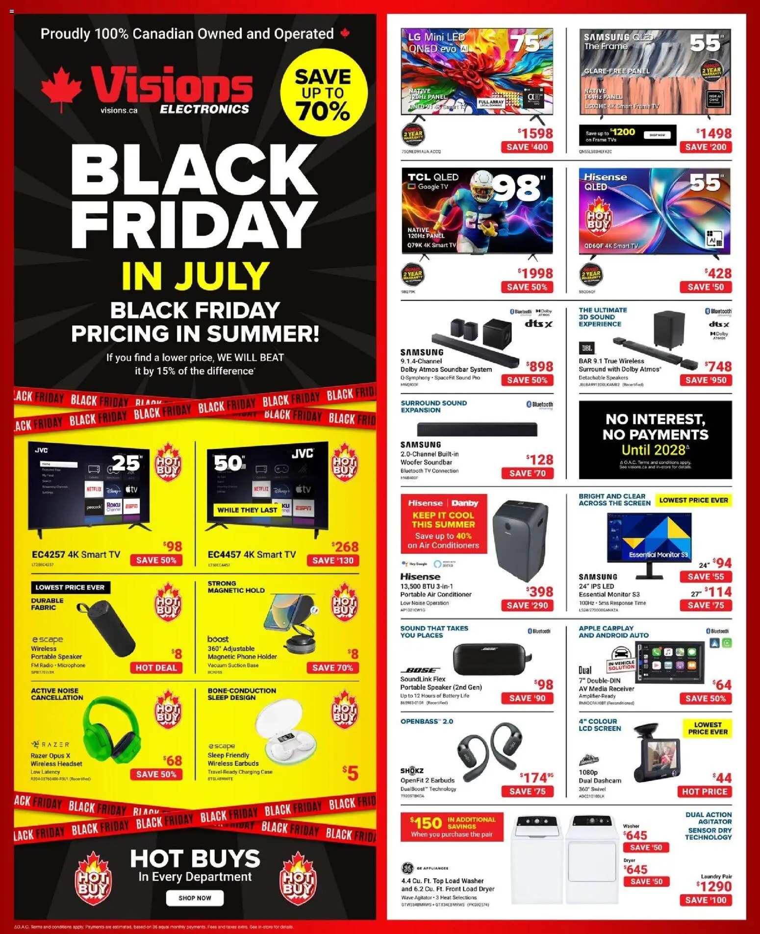 Preview of leaflet Visions weekly flyer / circulaire from shop Visions is valid from Jul 24, 2026 - Phone, Radio, Battery, Speaker, Microphone, Dryer, Soundbar, Conditioner