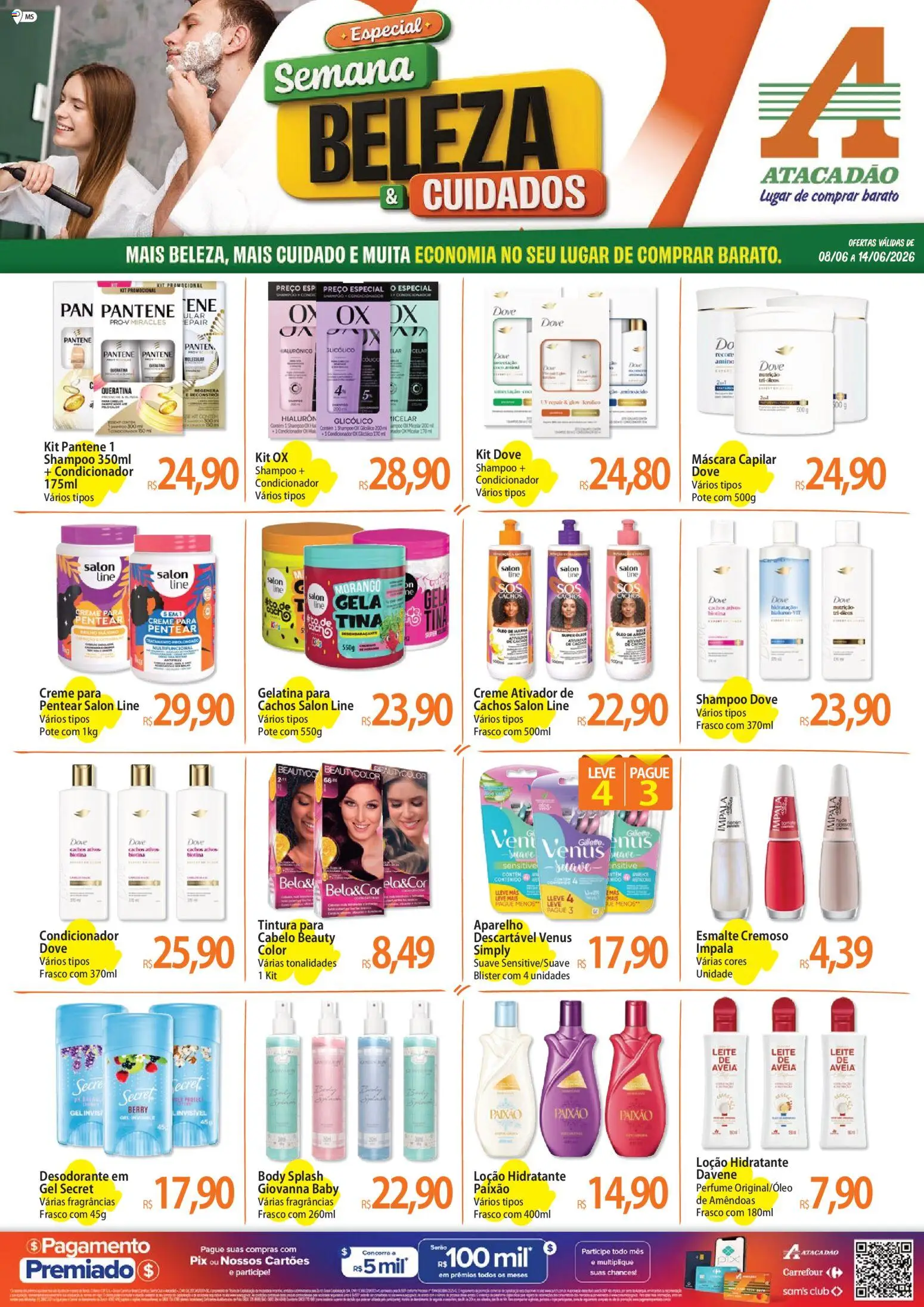Pré-Visualização do folheto "Atacadão ofertas - MS" da loja Atacadão válido a partir de 08/06/2026 - Desodorante, Body, Leite, Aveia, Dove, Condicionador, Amêndoas, Máscara capilar