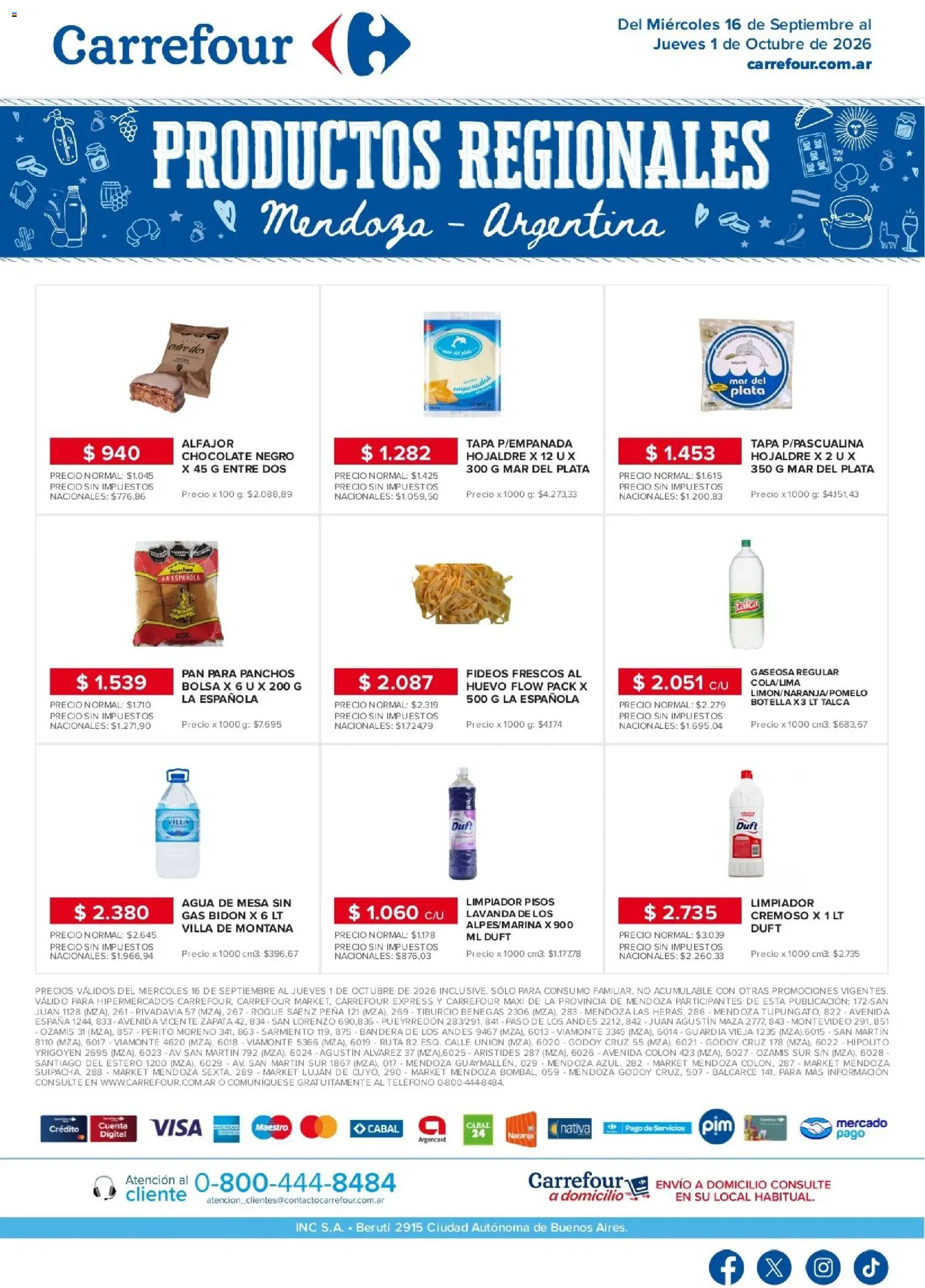 Vista previa del folleto de la tienda Carrefour válido desde el 16/09/2026 - Chocolate, Agua, Teléfono, Pan, Mesa, Huevo, Fideos, Botella