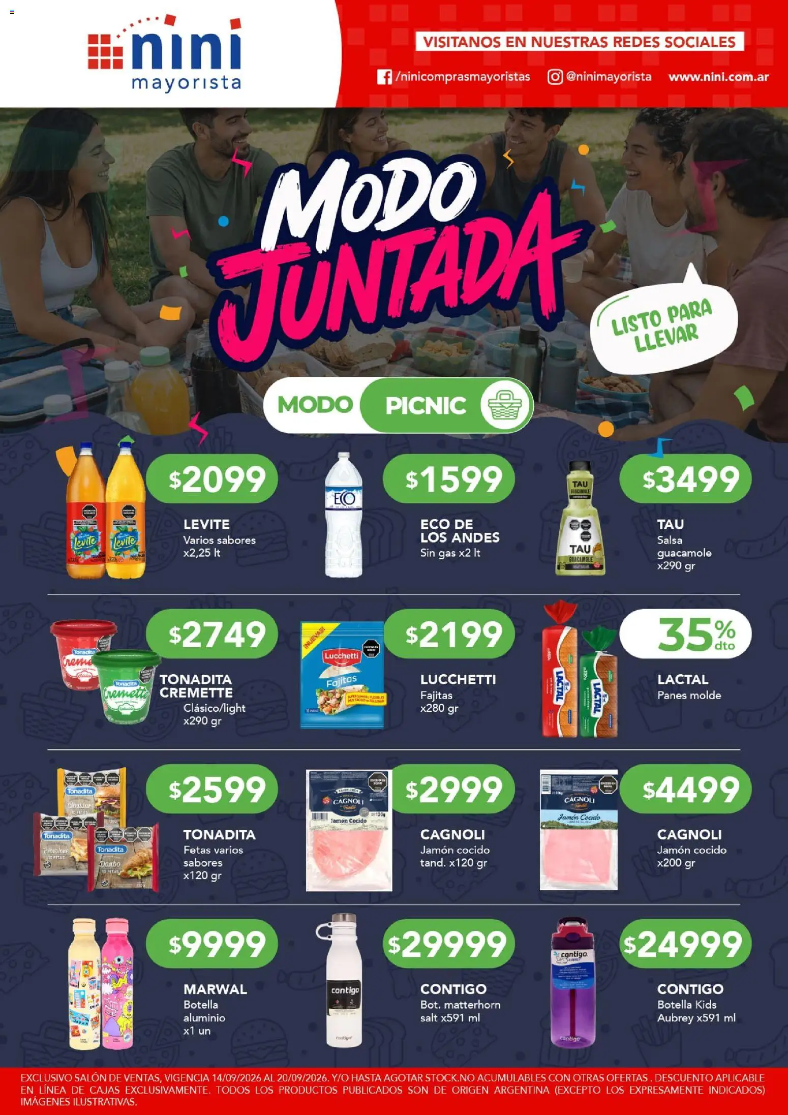 Vista previa del folleto de la tienda NINI Mayorista válido desde el 14/09/2026 - Guacamole, Botella, Jamón cocido, Jamón, Molde