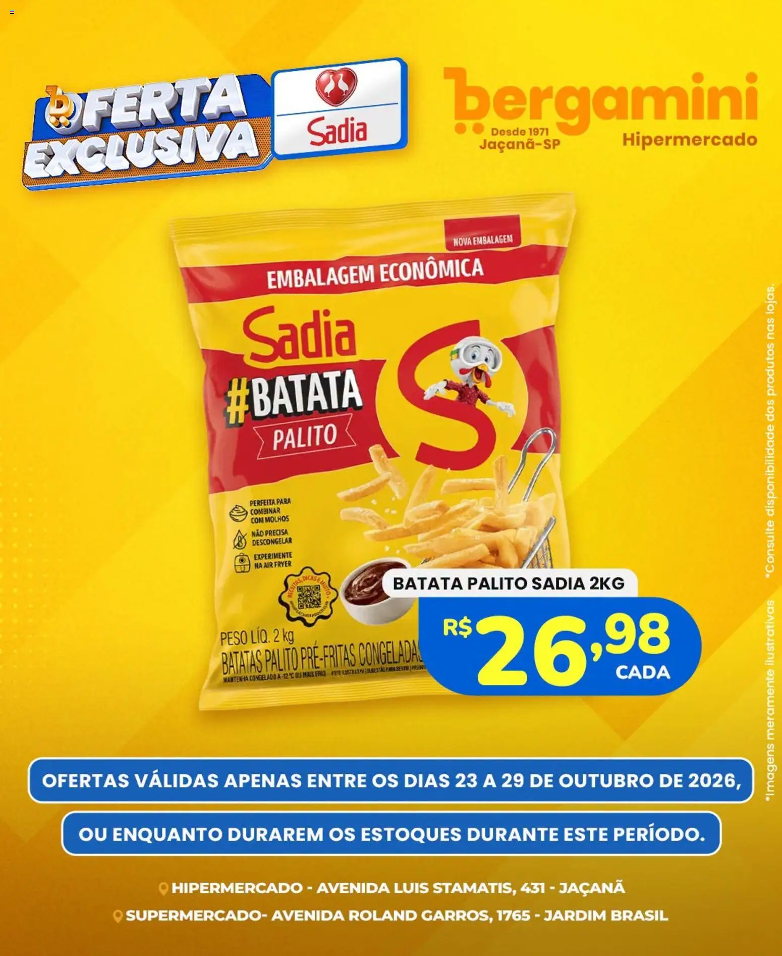 Pré-Visualização do folheto "Supermercado Bergamini ofertas Sadia e a Perdigão" da loja Supermercado Bergamini válido a partir de 23/10/2026