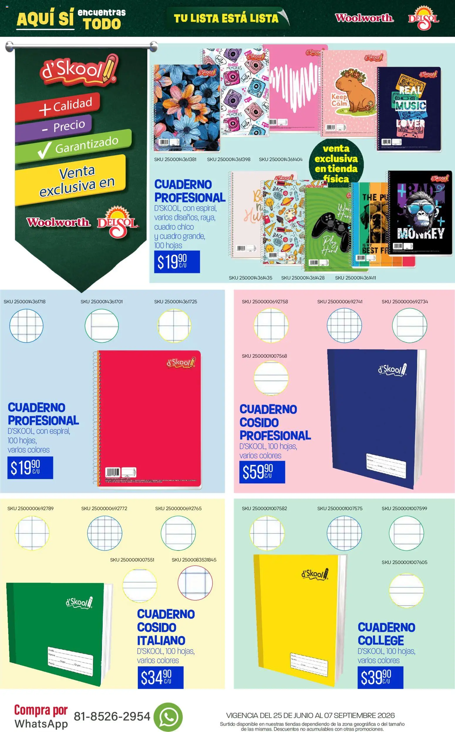 Vista previa las ofertas de la tienda Del Sol y Woolworth - Del Sol y Woolworth catálogo Back To School desde el 25/06/2026 
